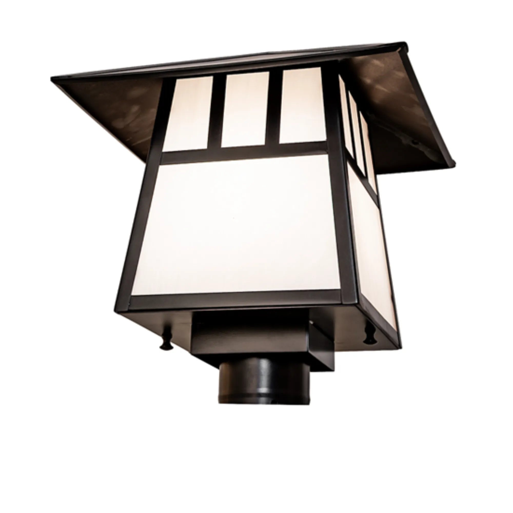 12" Square Stillwater Double Bar Mission Post Mount – Craftsman Brown – Wet-Rated – Meyda Lighting