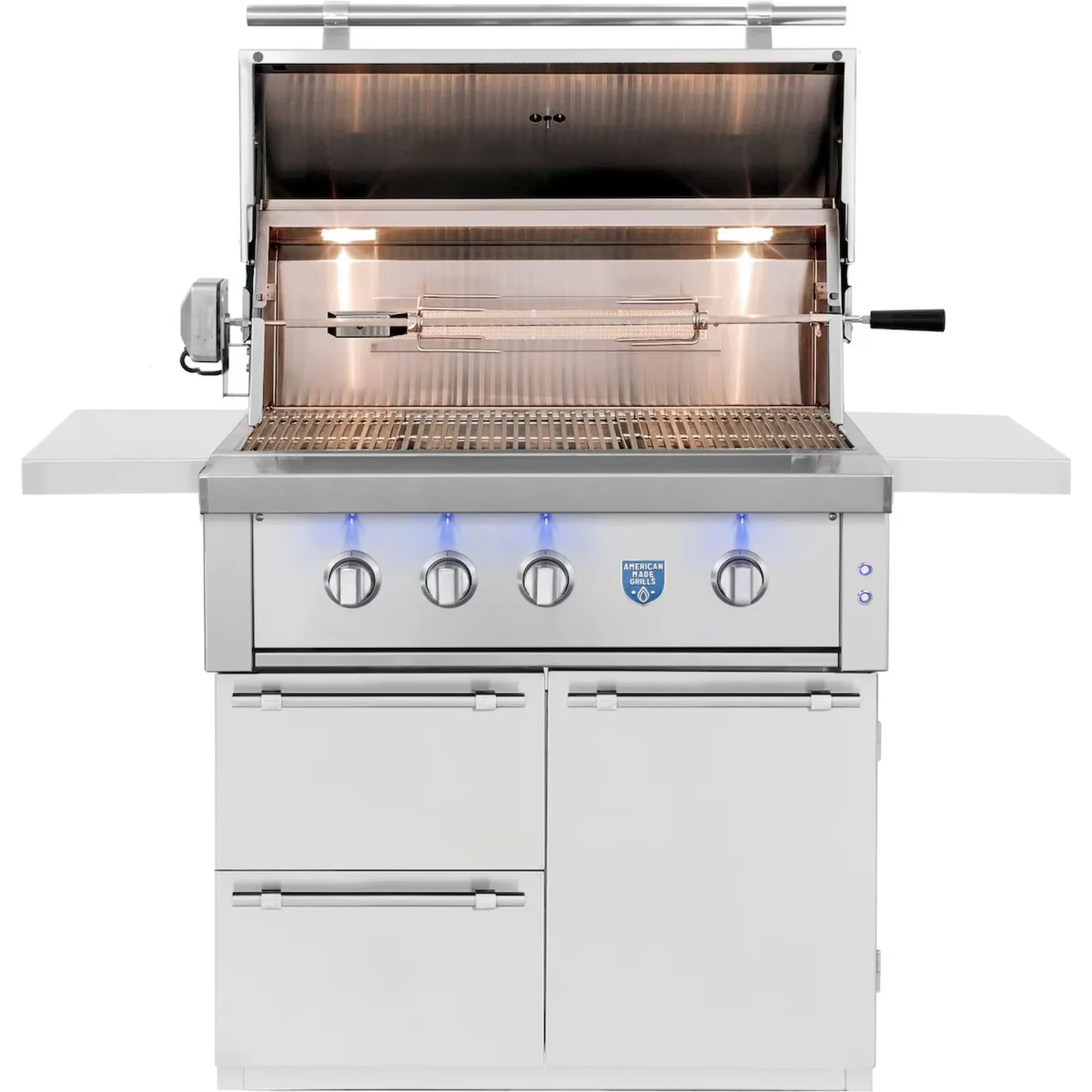 American Made Grills Estate 36-Inch Freestanding Gas Grill — 90,000 BTU w/ Red Brass Burners & Cart | Made in USA American Made Grills
