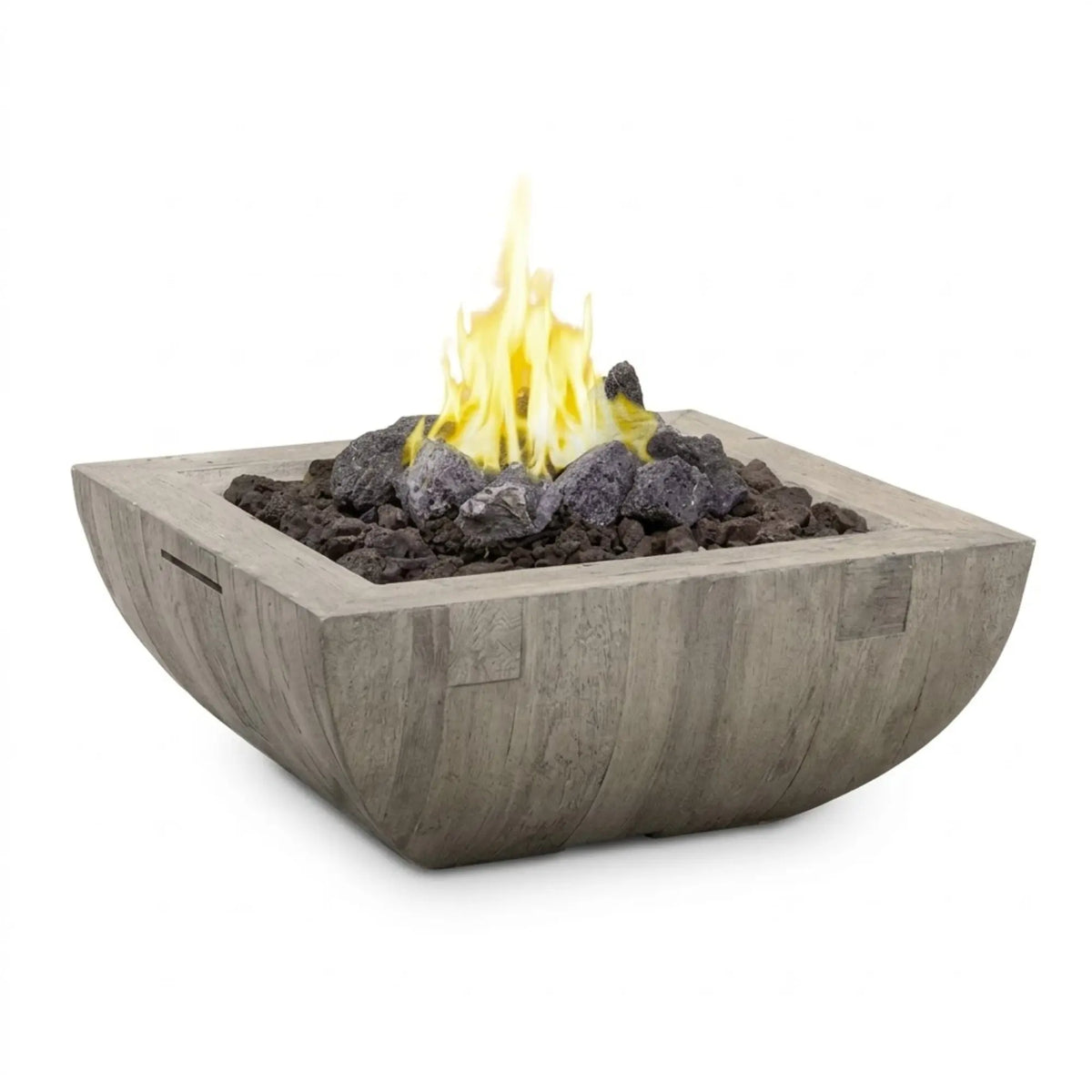 American Fyre Designs Bordeaux Square 36" Reclaimed Wood and GFRC Gas Fire Bowl American Fyre Designs