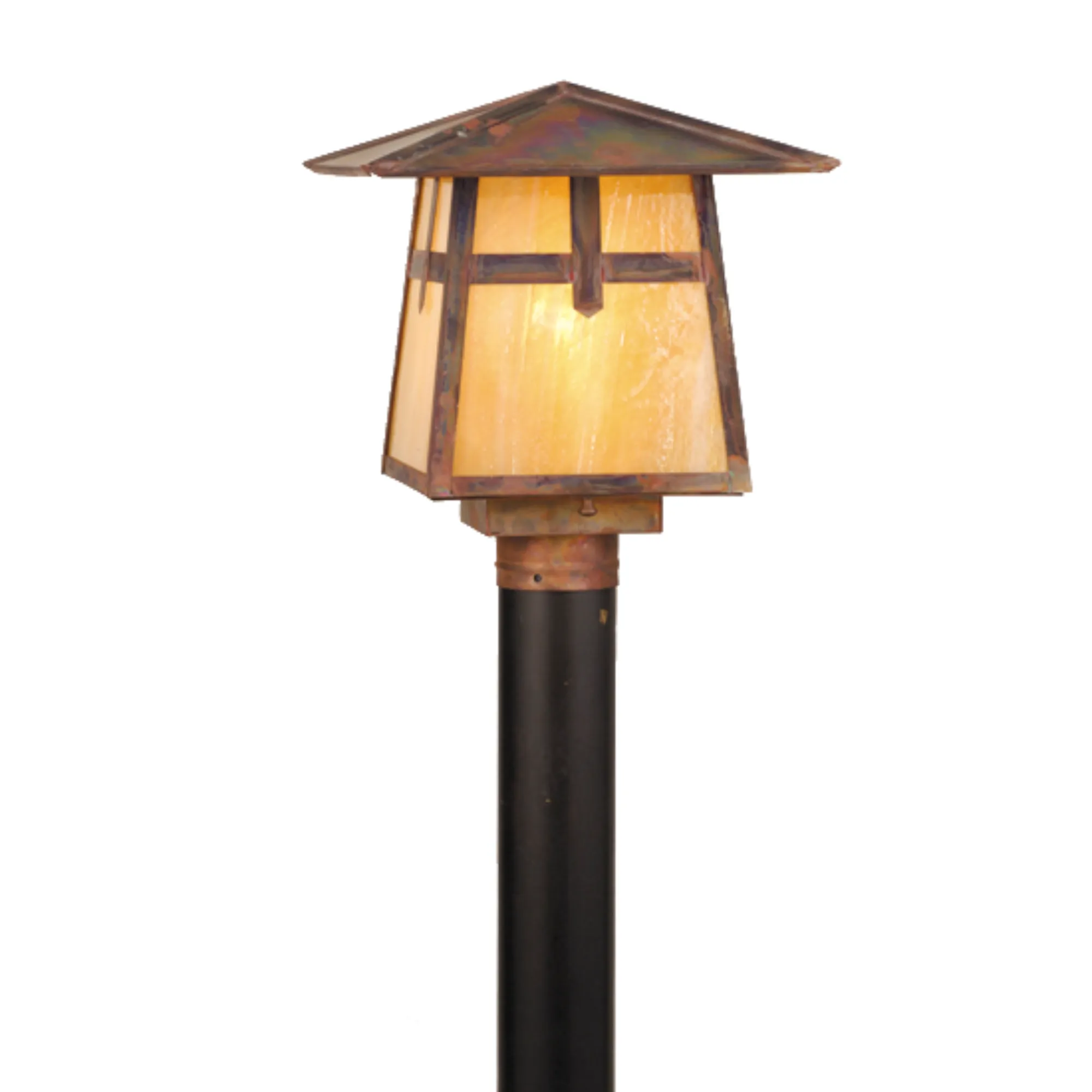 11.5"Sq Stillwater Cross Mission Post Mount – Vintage Copper – Wet-Rated – Meyda Lighting