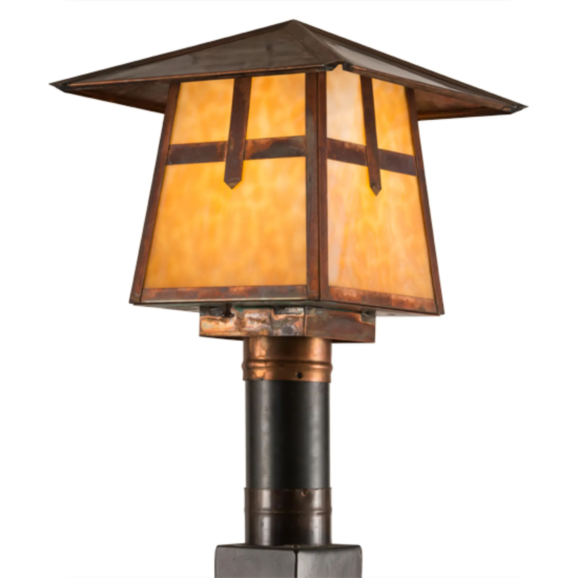 12.5"Sq Stillwater Cross Mission Post Mount – Vintage Copper – Wet-Rated – Meyda Lighting