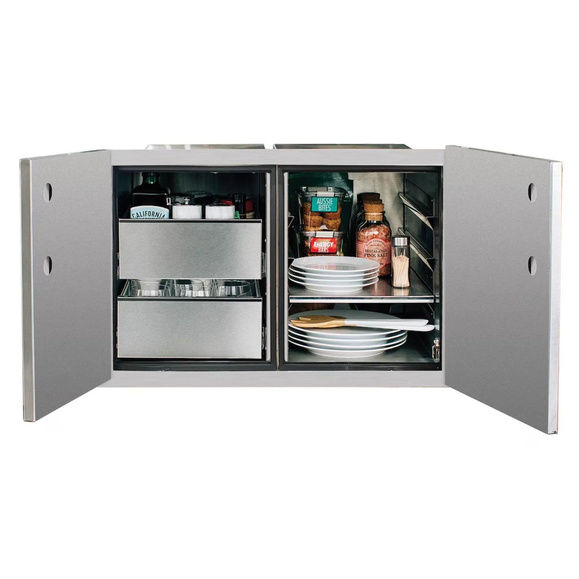 Summerset 36" 2-Drawer Dry Storage Pantry & Enclosed Cabinet Combo — Weather-Sealed | DP-36DC Summerset