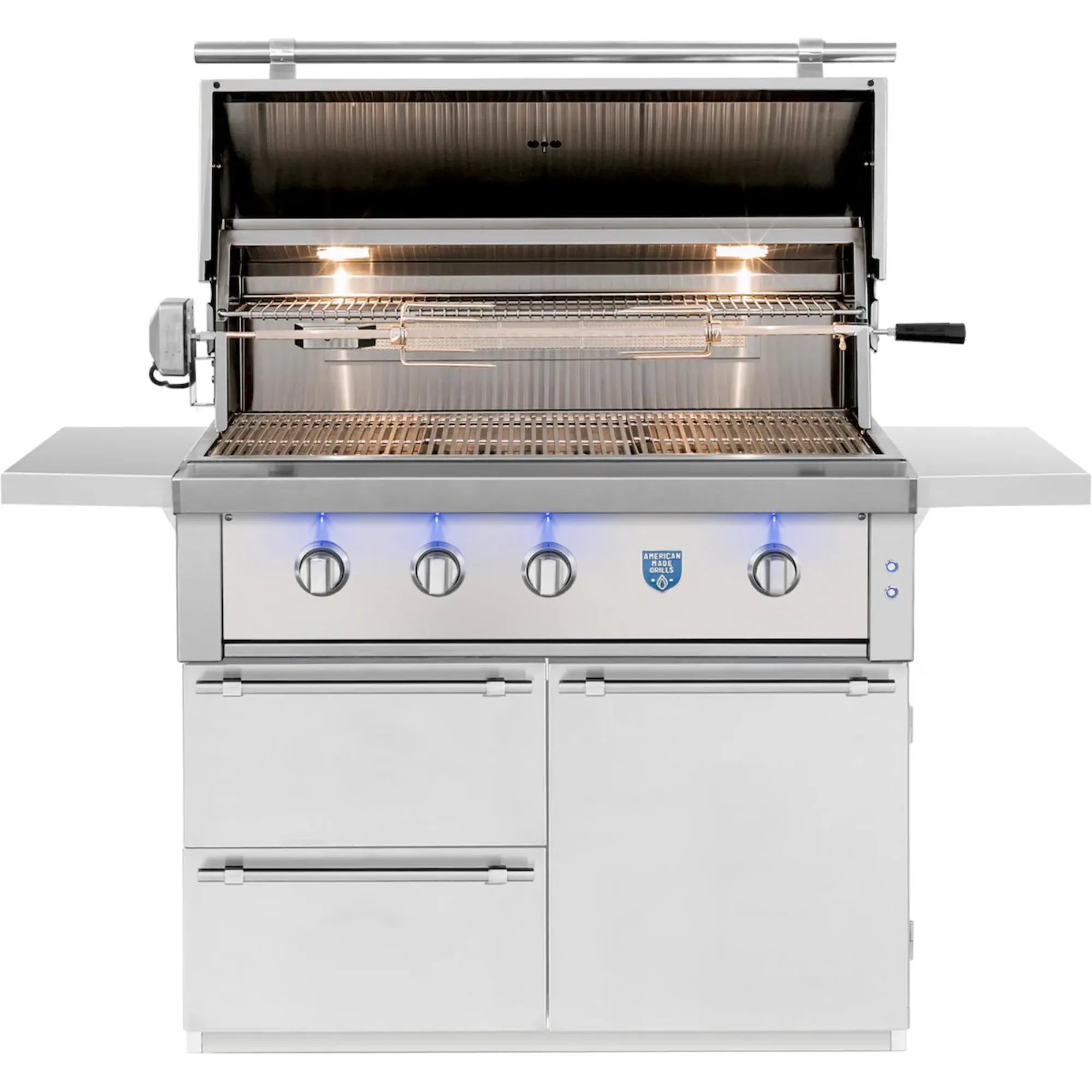 American Made Grills Estate 42-Inch Freestanding Gas Grill — 90,000 BTU w/ Red Brass Burners & Cart | Made in USA American Made Grills