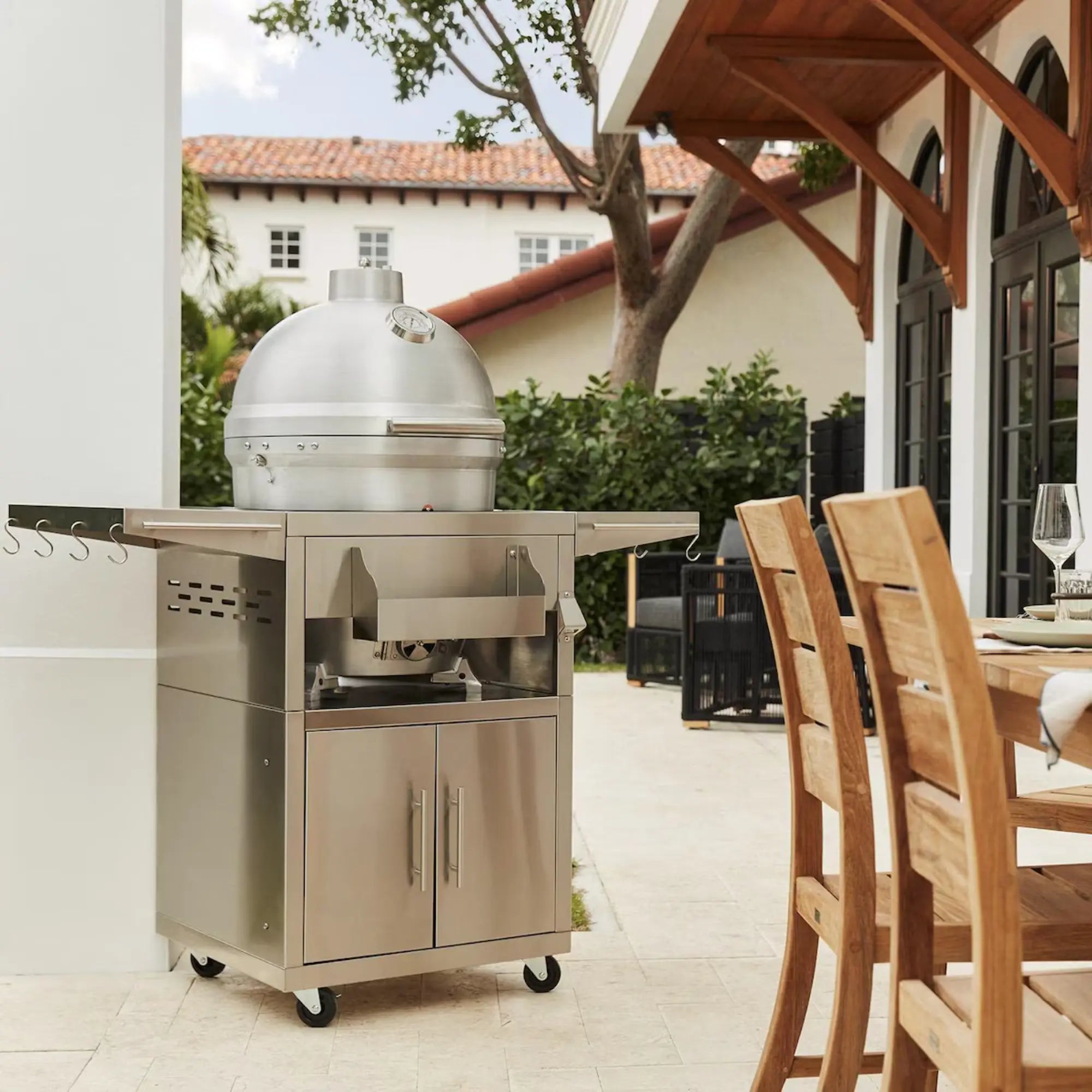 Blaze 20-Inch Cast Aluminum Kamado Freestanding Charcoal Grill with Cart