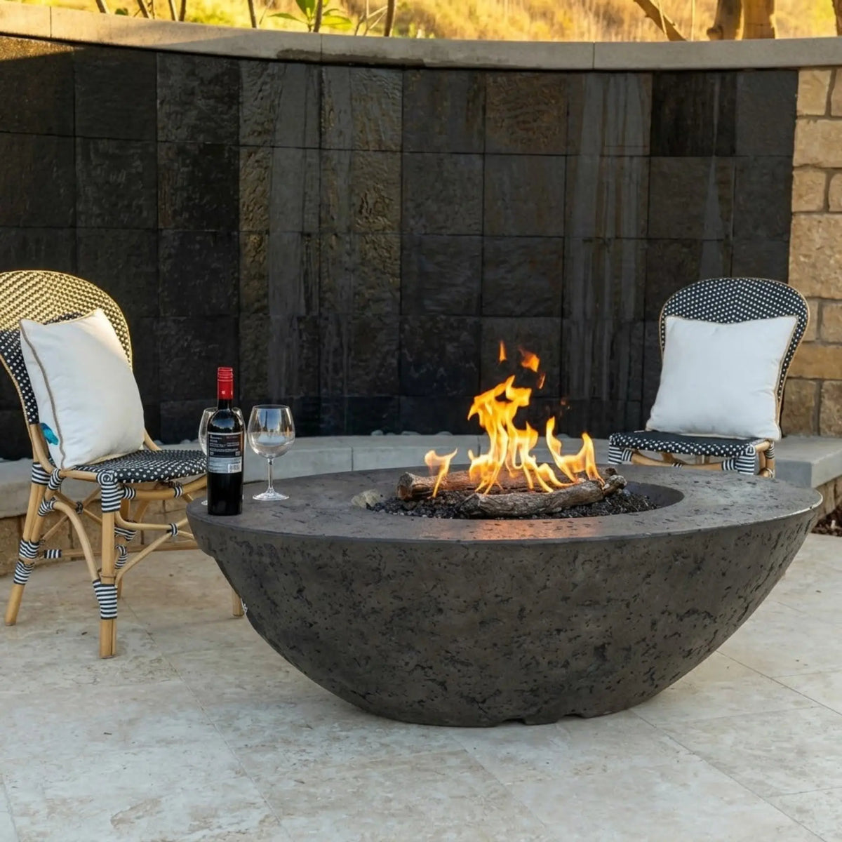 American Fyre Designs Calais Oval 60" GFRC Gas Fire Pit Table American Fyre Designs