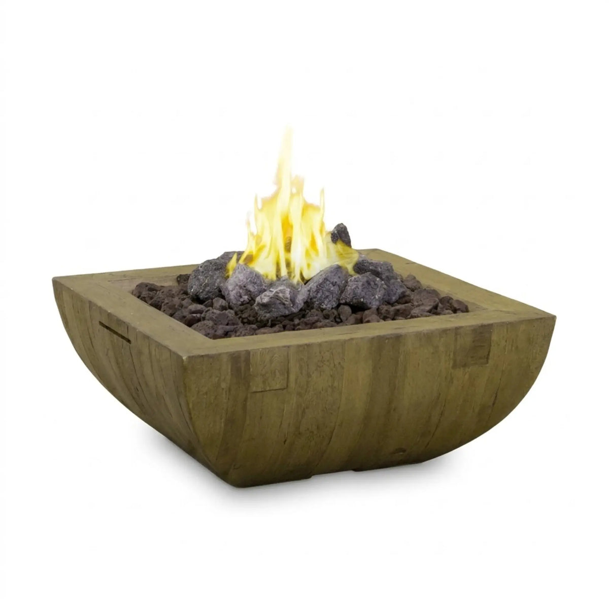 American Fyre Designs Bordeaux Square 36" Reclaimed Wood and GFRC Gas Fire Bowl American Fyre Designs