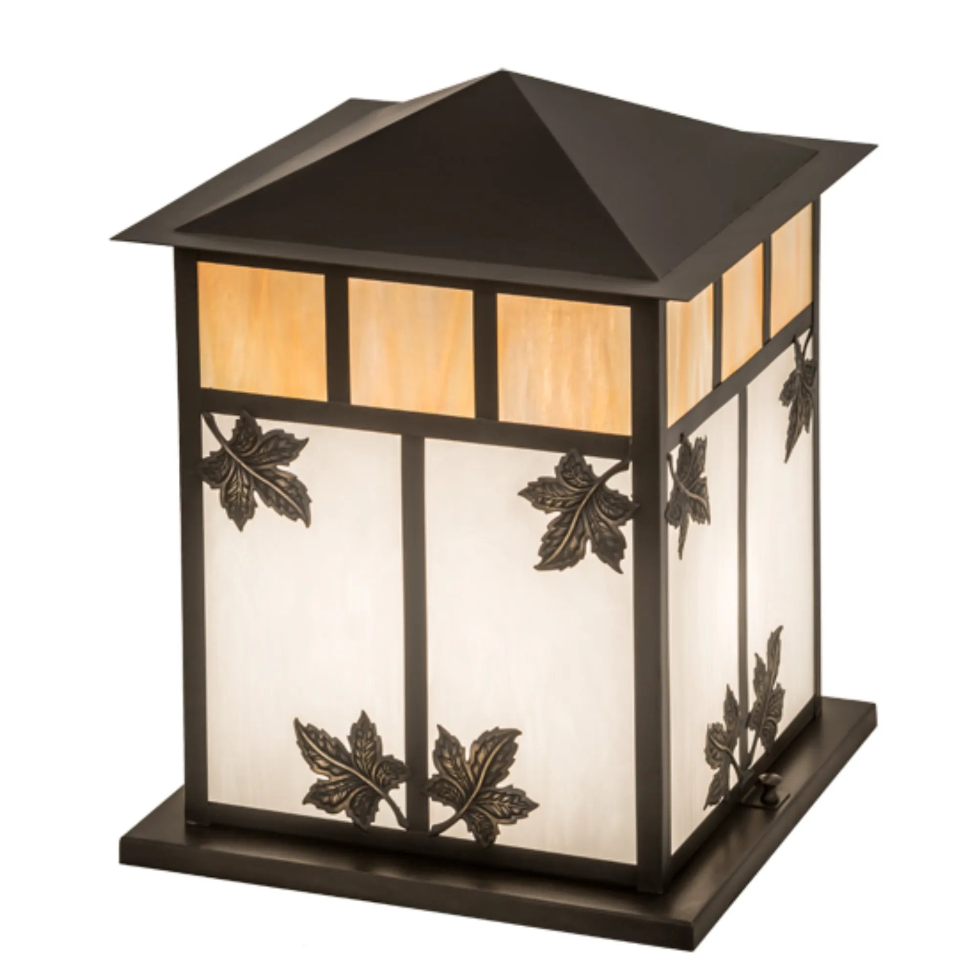 12" Square Seneca Maple Leaf Pier Mount – Craftsman Brown – Wet-Rated – Meyda Lighting