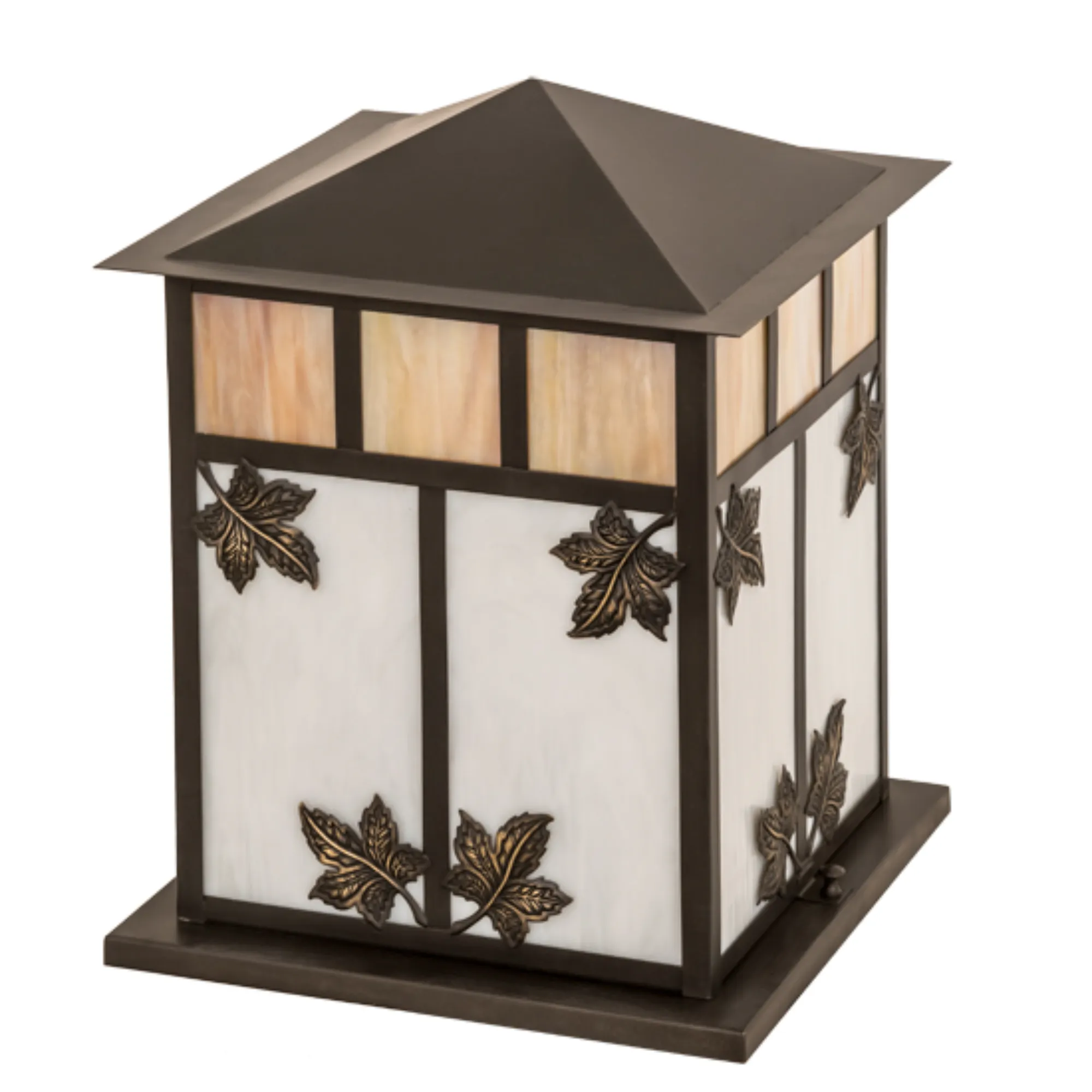 12" Square Seneca Maple Leaf Pier Mount – Craftsman Brown – Wet-Rated – Meyda Lighting
