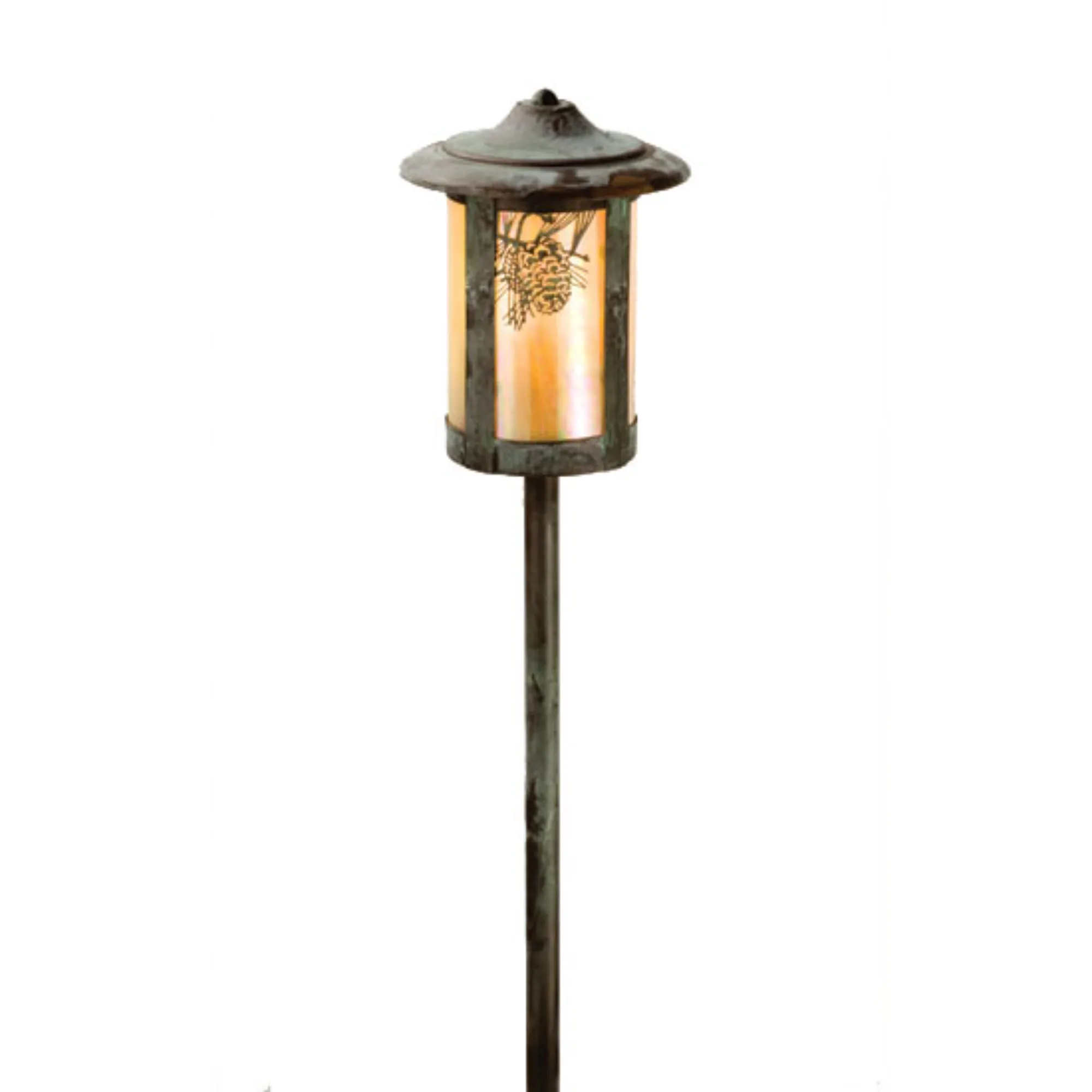 21"H X 6"W Fulton Winter Pine Post Landscape Fixture – Verdigris – Wet-Rated – Meyda Lighting