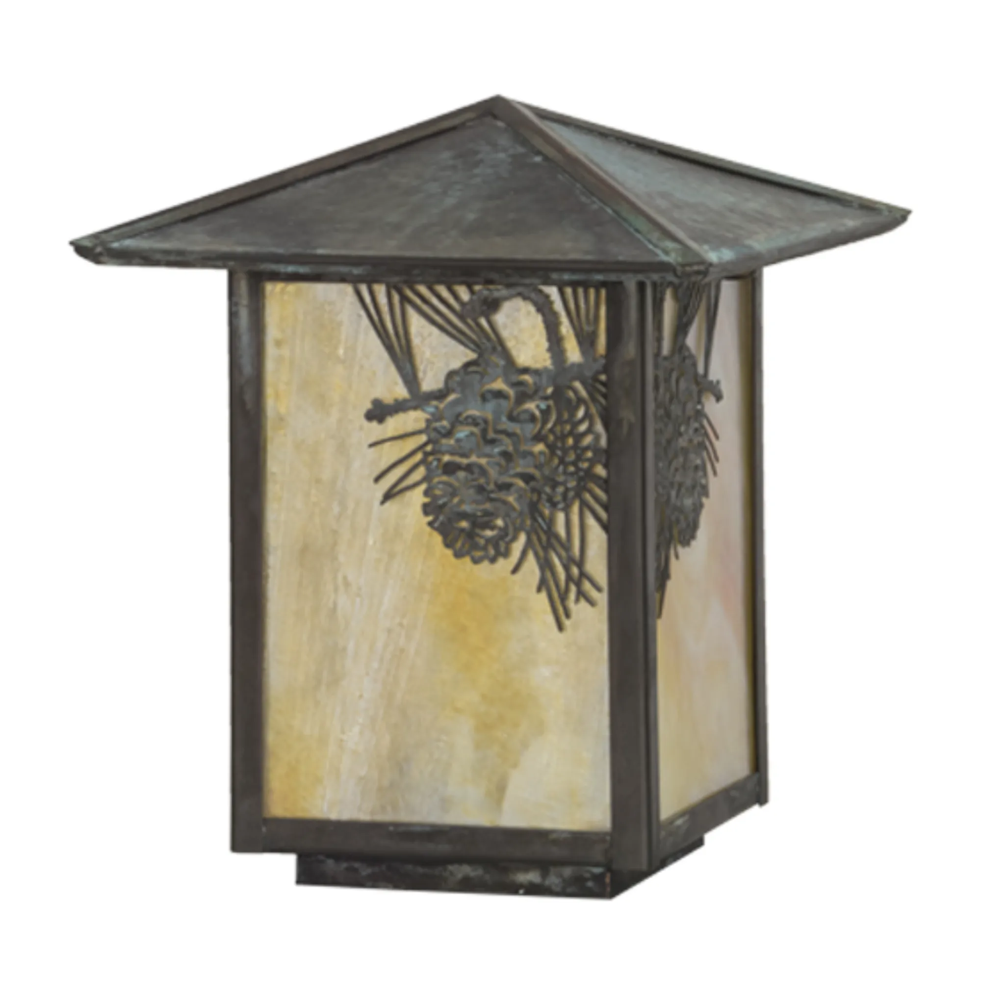 7"Sq Winter Pine Post Mount – Craftsman Verdigris – Wet-Rated – Meyda Lighting