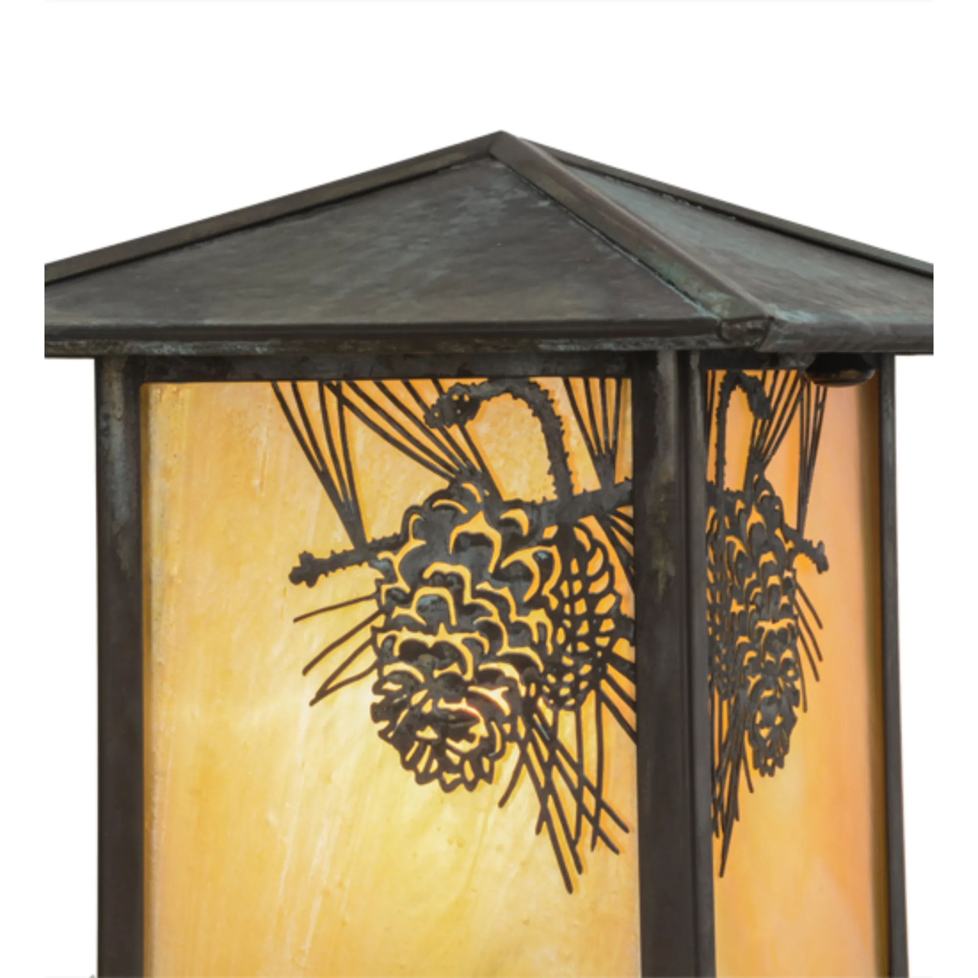 7"Sq Winter Pine Post Mount – Craftsman Verdigris – Wet-Rated – Meyda Lighting