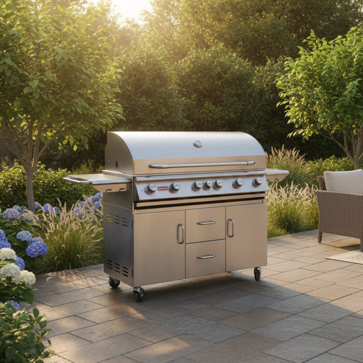 Bull Diablo 46-Inch 6-Burner Freestanding Gas Grill with Cart Bull