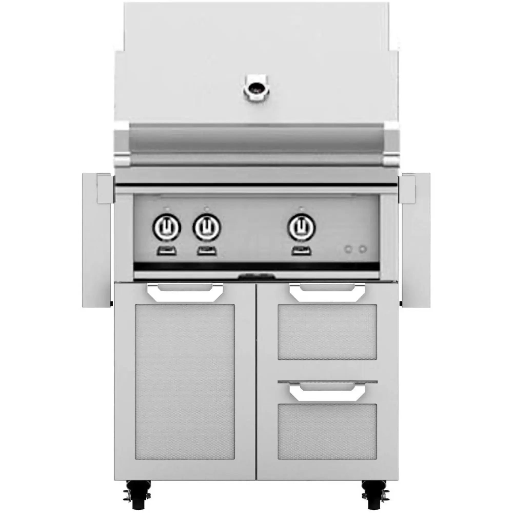 Hestan 30-Inch Freestanding Gas Grill on Double Drawer & Single Door Cart Hestan