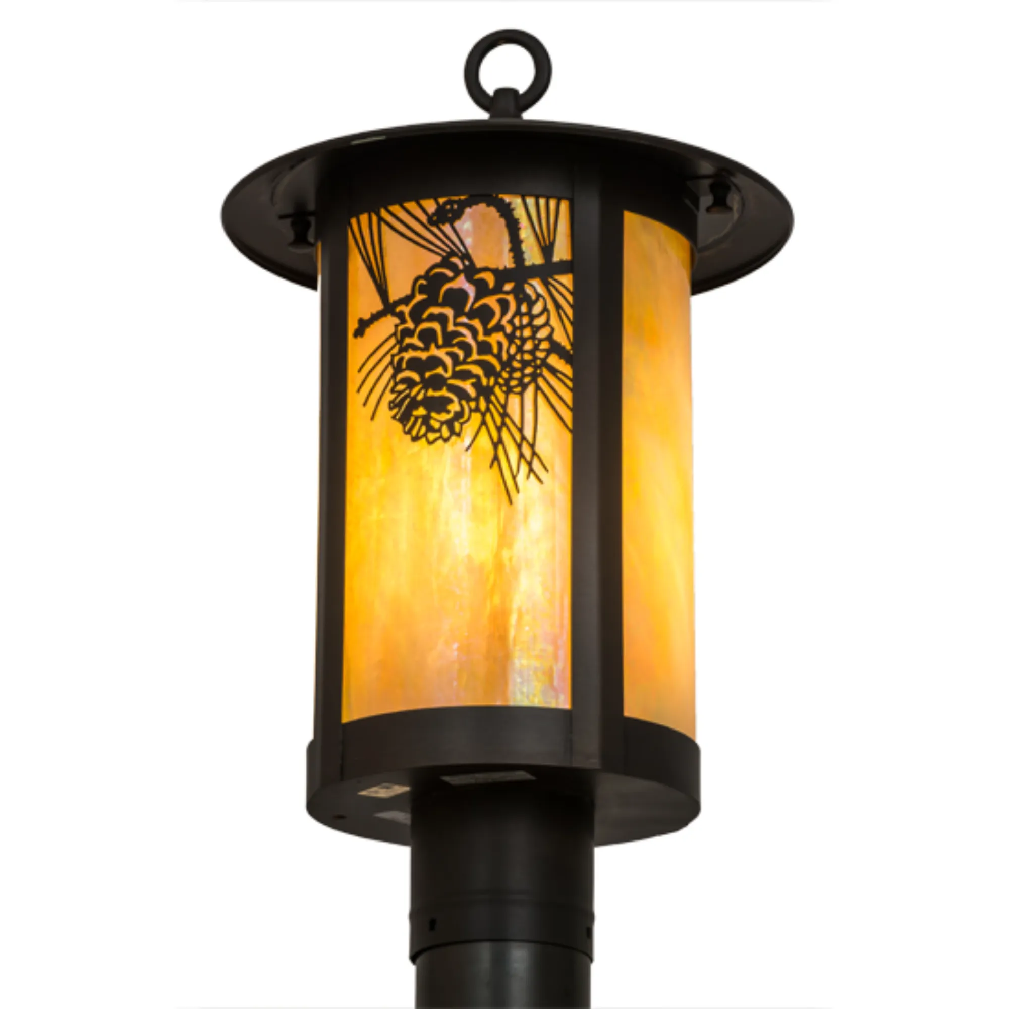 10"W Fulton Winter Pine Post Mount – Craftsman Brown – Wet-Rated – Meyda Lighting
