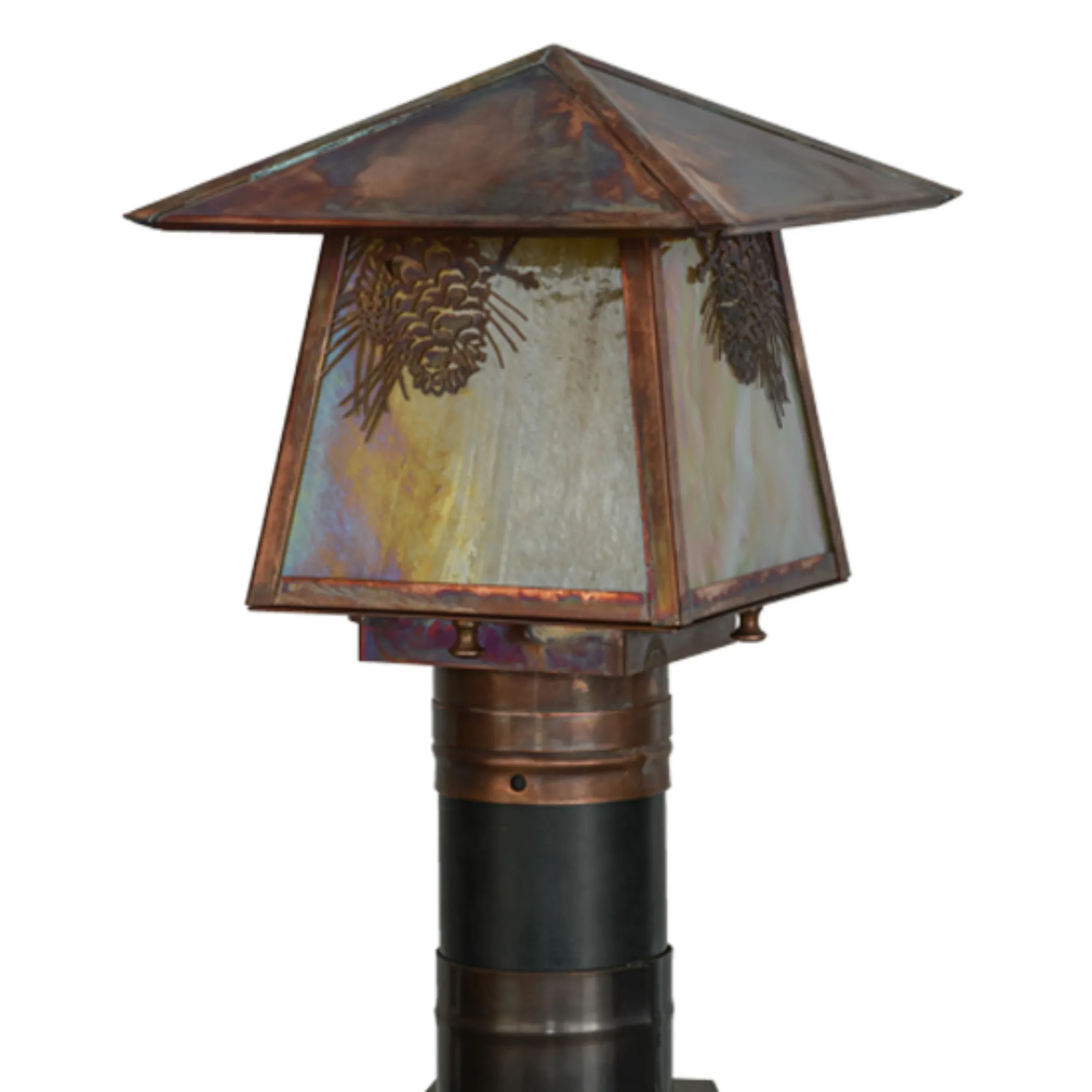 8"Sq Stillwater Winter Pine Post Mount – Vintage Copper – Wet-Rated – Meyda Lighting