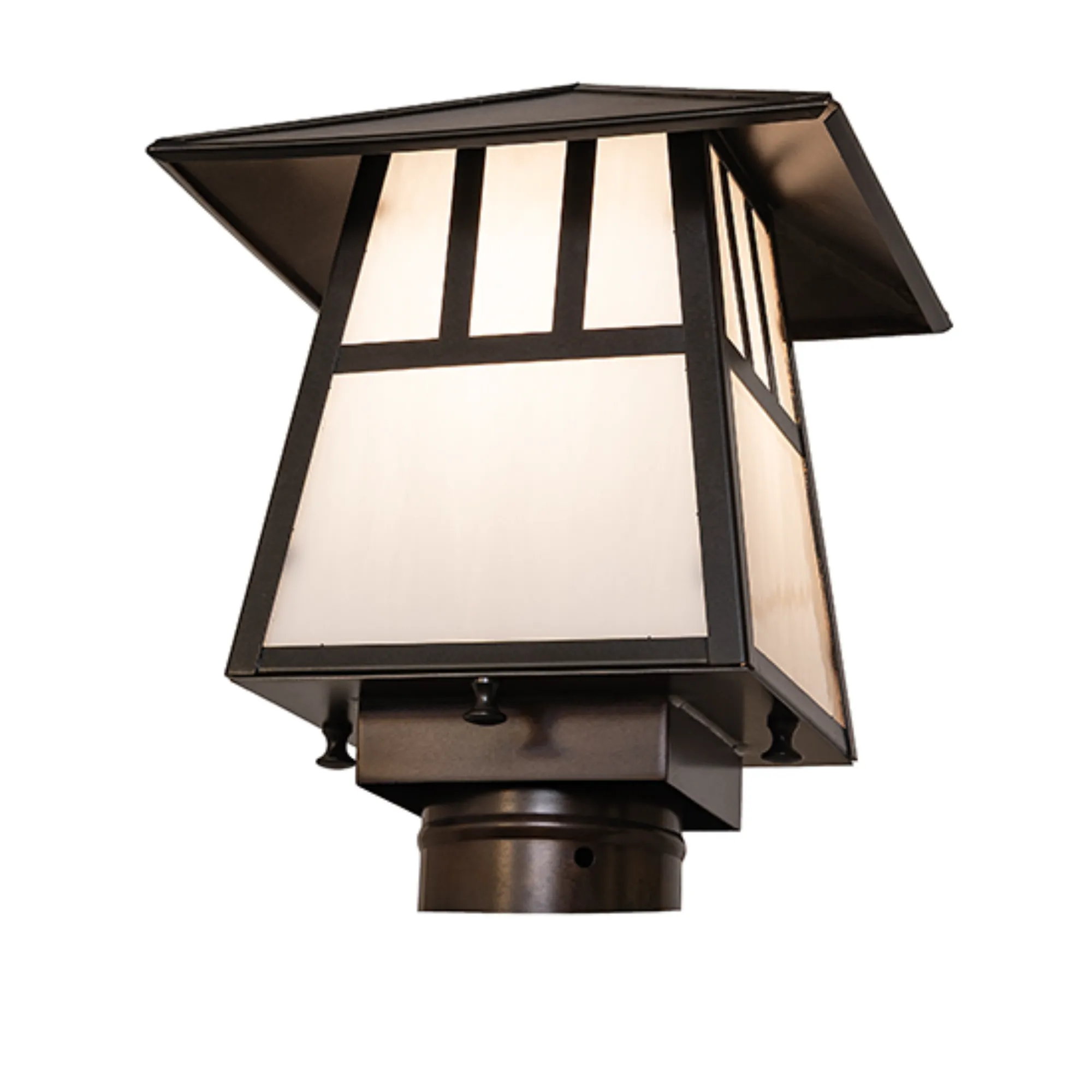 8" Square Stillwater Double Bar Mission Post Mount – Craftsman Brown – Wet-Rated – Meyda Lighting