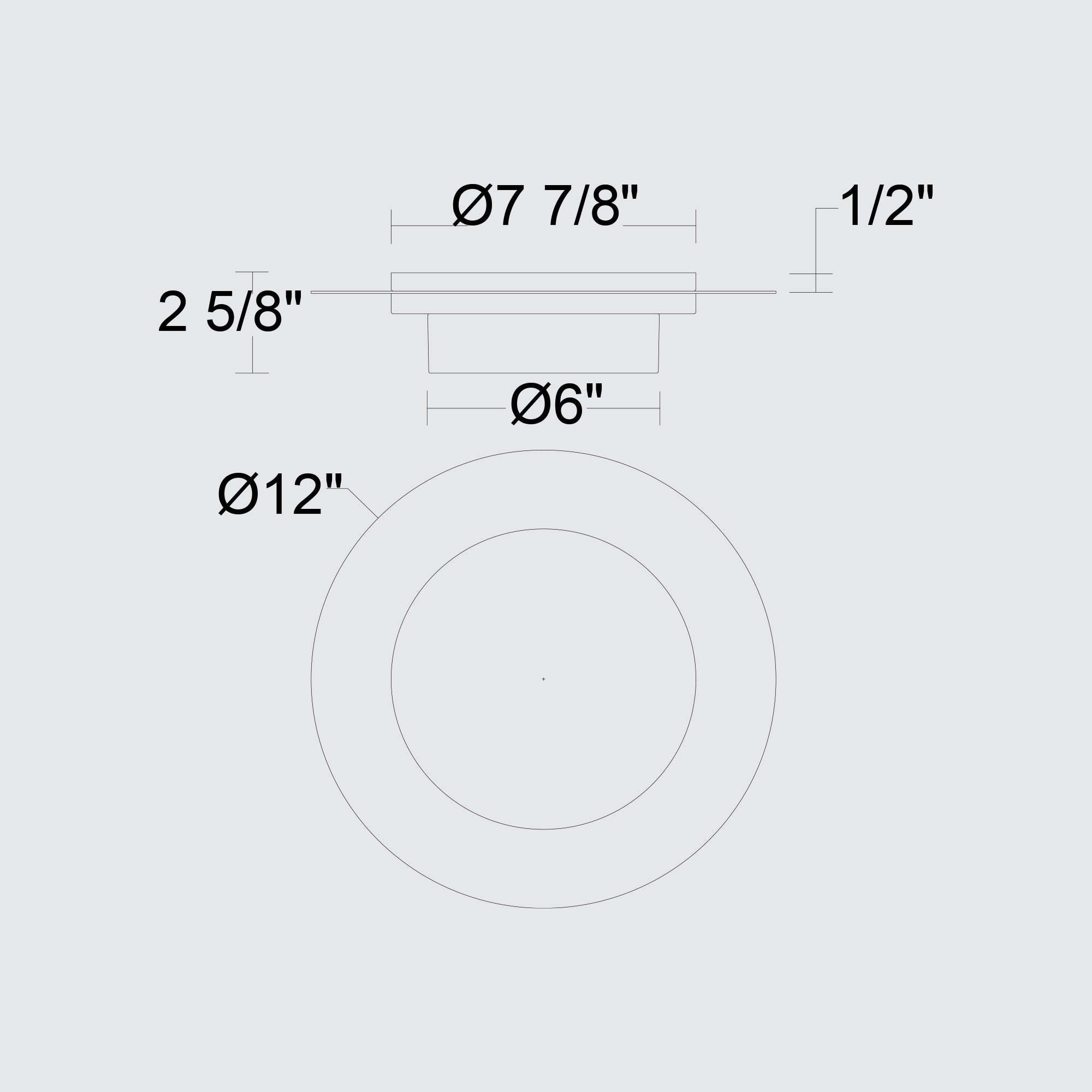 Alteck Plate 12-Inch Black 3-CCT LED Outdoor Flush Mount Light - AFM0012-3CCT-W-BK - Line Drawing