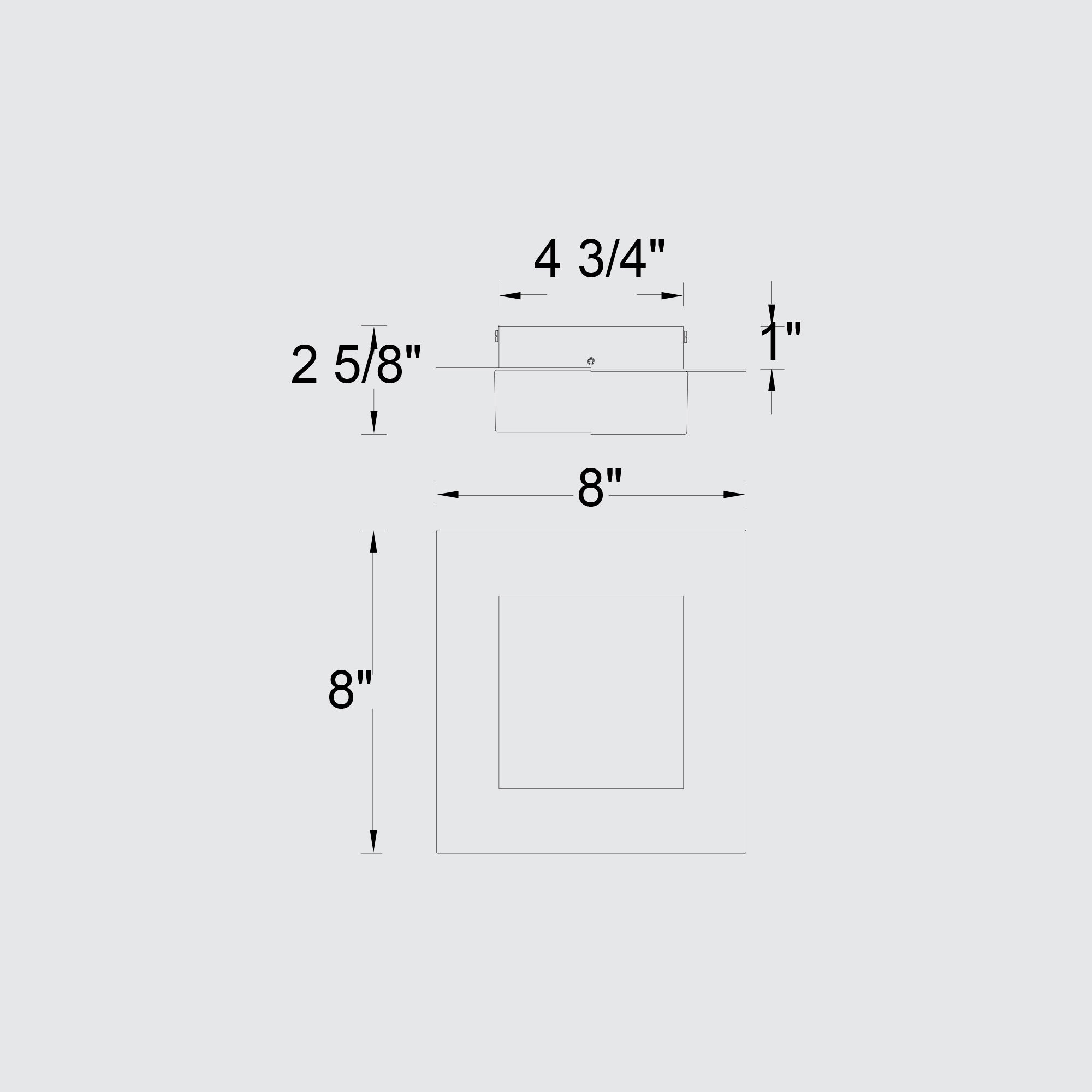 Alteck Foursquare 8-Inch Black 3-CCT LED Outdoor Flush Mount Light - AFM0014-3CCT-W-BK - Line Drawing