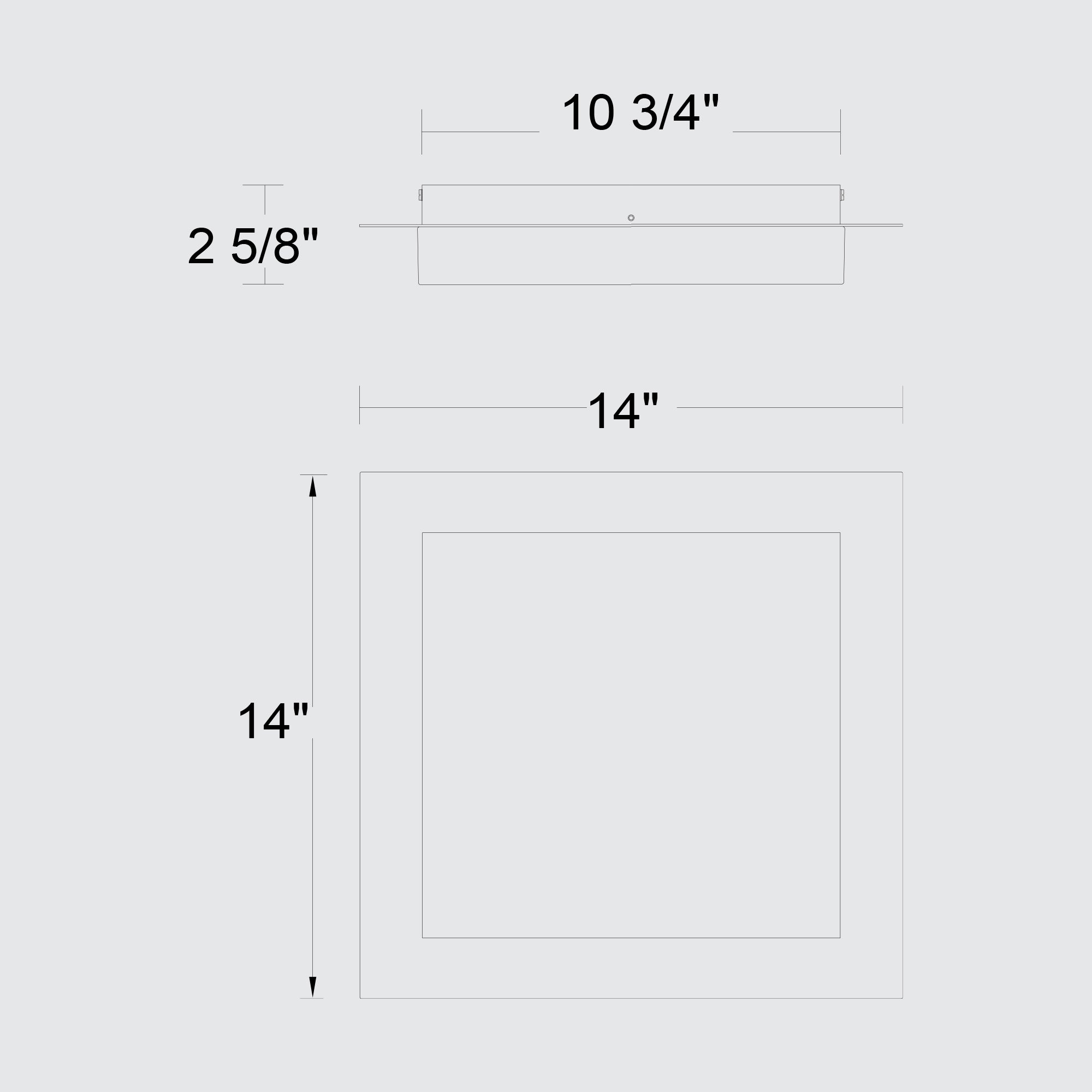Alteck Foursquare 14-Inch Black 3-CCT LED Outdoor Flush Mount Light - AFM0015-3CCT-W-BK - Line Drawing