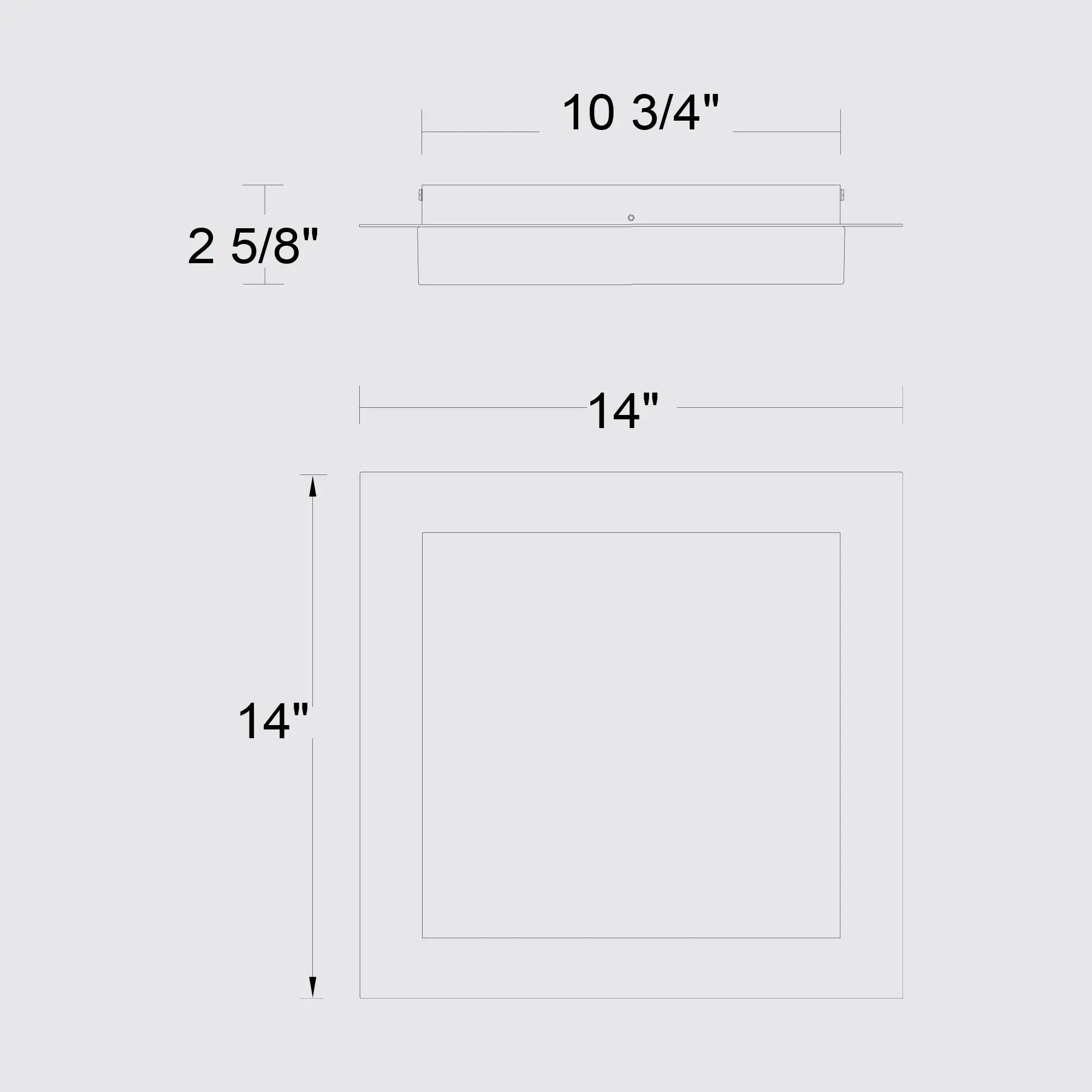 Alteck Foursquare 14-Inch Stainless Steel 3-CCT LED Outdoor Flush Mount Light - AFM0015-3CCT-W-BSS - Line Drawing