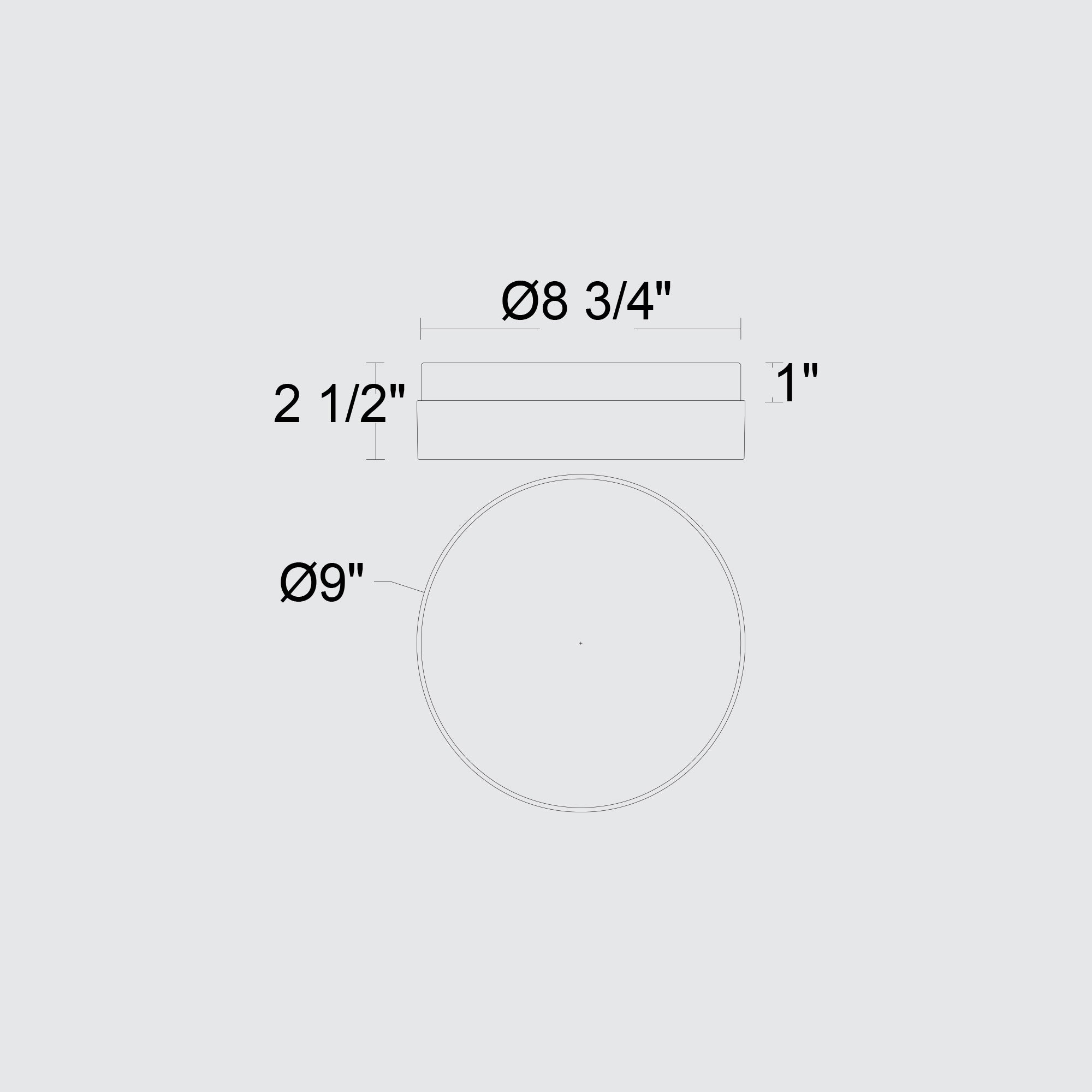 Alteck Sunspot 9-Inch Black 3-CCT LED Outdoor Flush Mount Light - AFM0017-3CCT-W-BK - Line Drawing