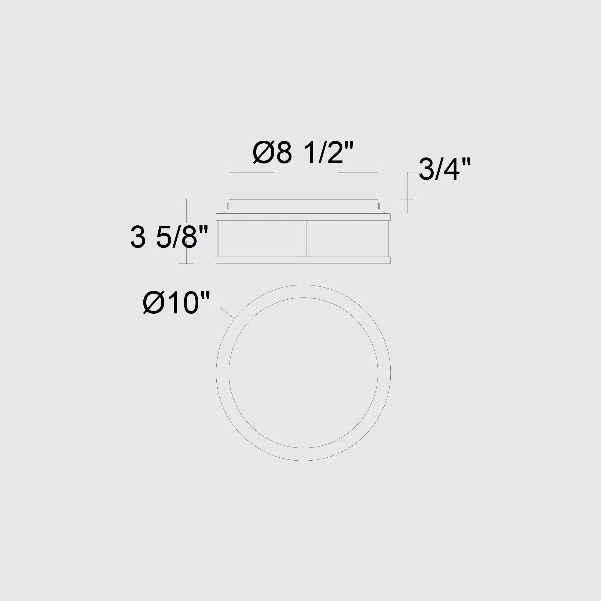 Alteck Panel Round 10.25-Inch Black 3-CCT LED Outdoor Flush Mount Light - AFM0022-3CCT-W-BK - Line Drawing