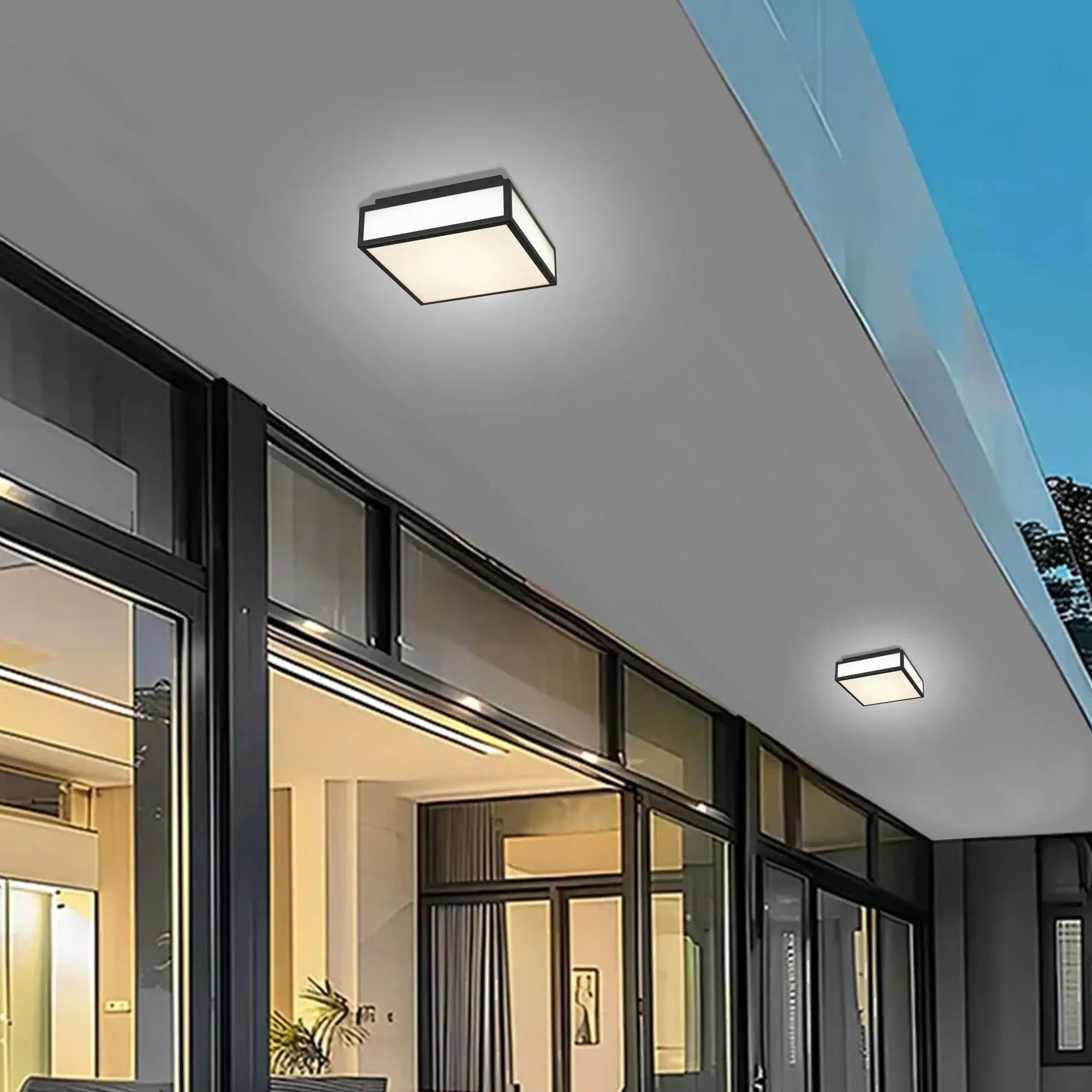 Alteck Panel Square 10-Inch Black 3-CCT LED Outdoor Flush Mount - Wet Rated - AFM0024-3CCT-W-BK Alteck