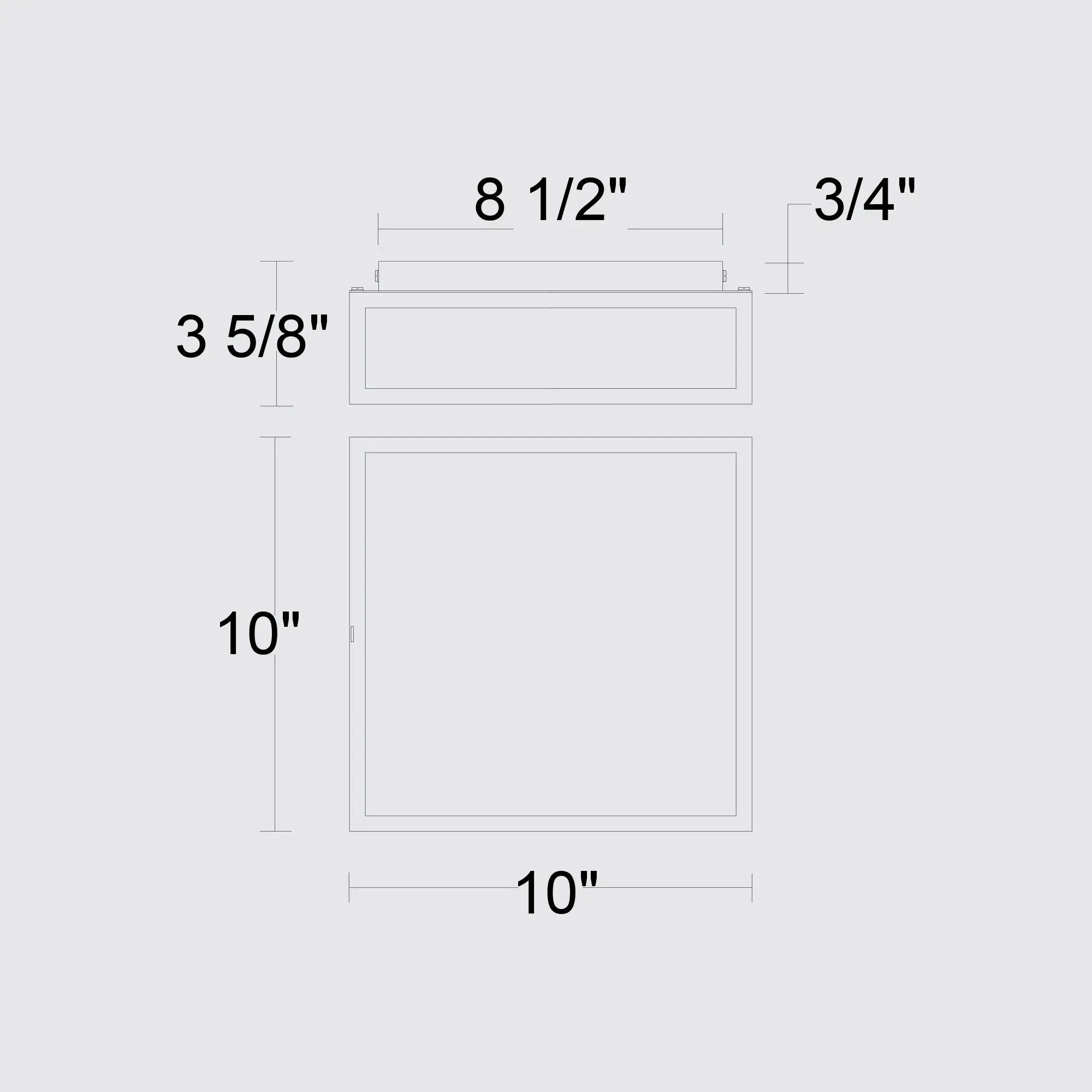 Alteck Panel Square 10-Inch Black 3-CCT LED Outdoor Flush Mount Light - AFM0024-3CCT-W-BK - Line Drawing