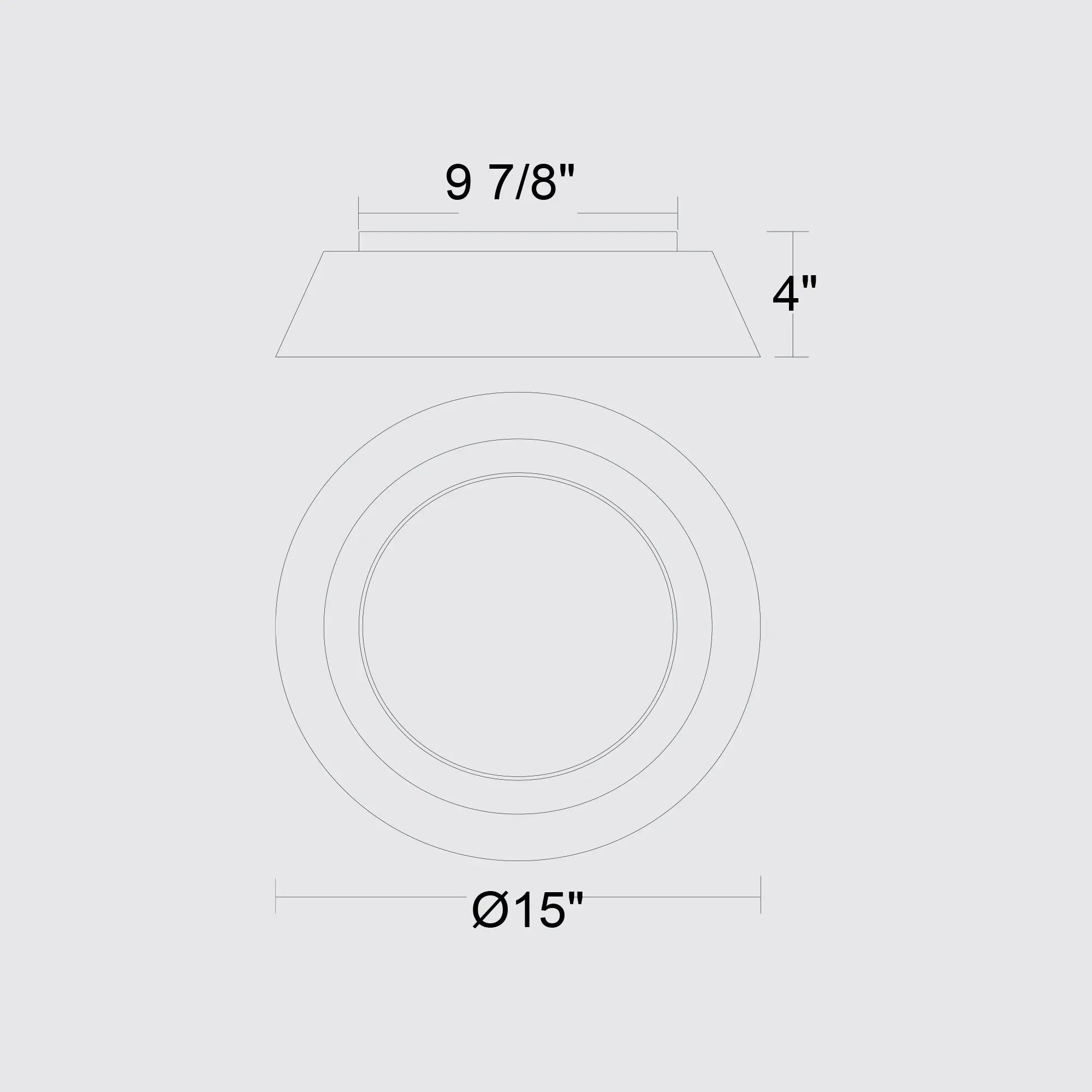 Alteck Pez 15-Inch Black LED Outdoor Flush Mount Light - AFM0067-5CCT-W-BK - Line Drawing