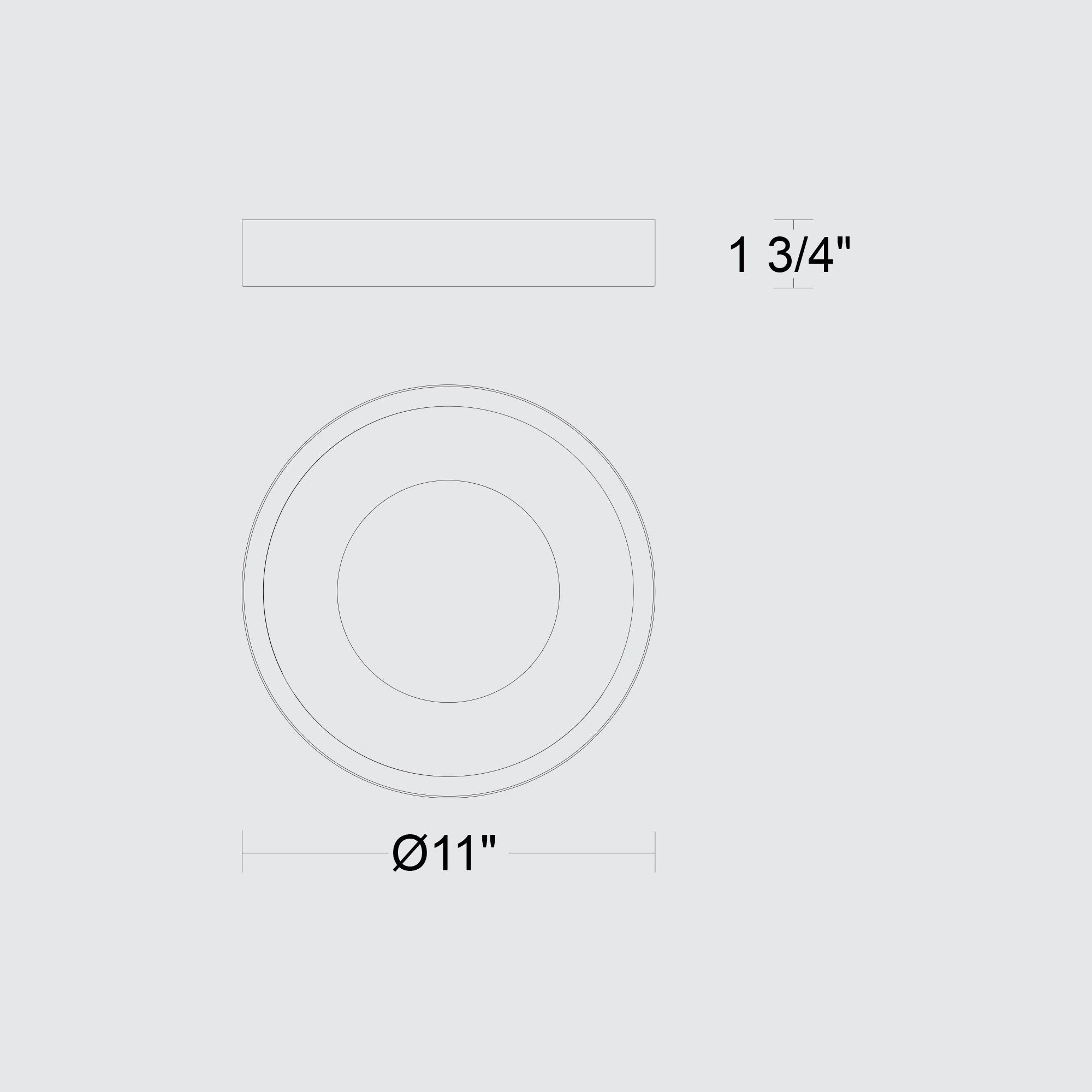 Alteck Stellar 11-Inch Brushed Aluminum LED Outdoor Flush Mount Light - AFM0068-5CCT-W-BA - Line Drawing