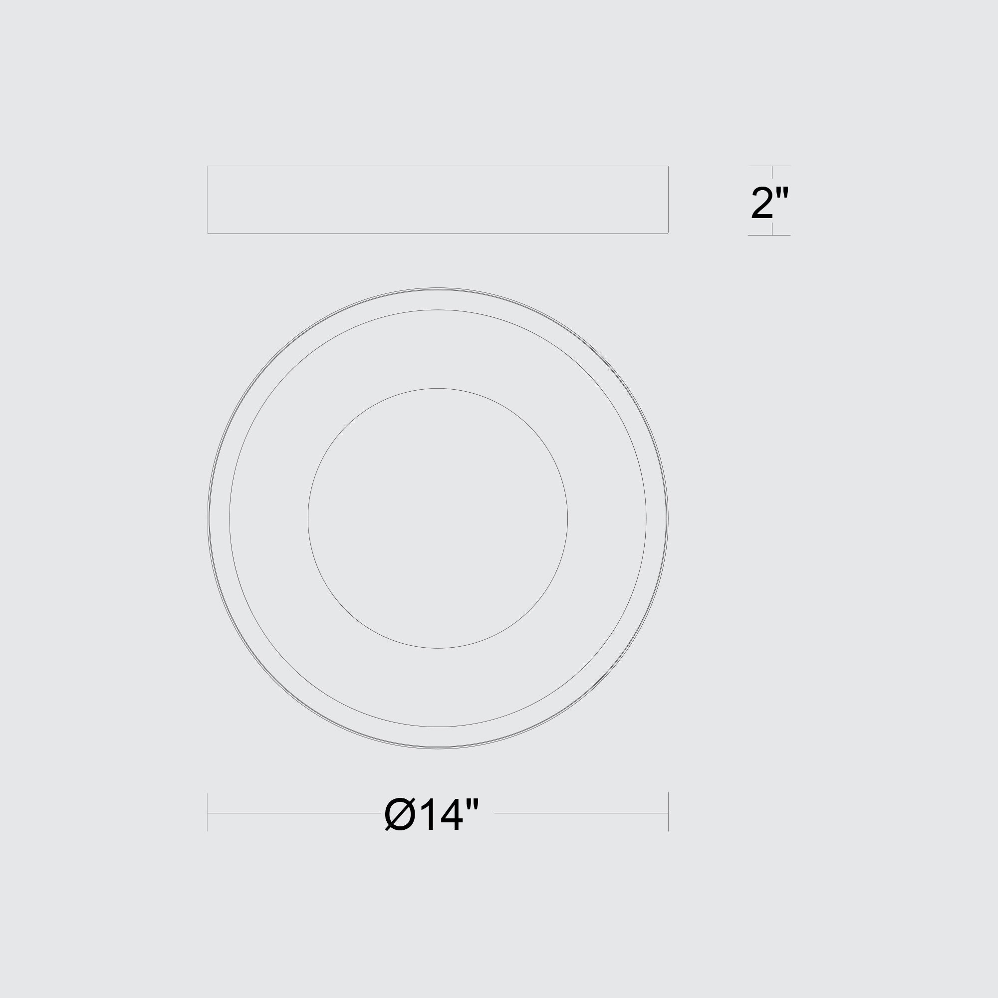 Alteck Stellar 14-Inch Brushed Aluminum LED Outdoor Flush Mount Light - AFM0069-5CCT-W-BA - Line Drawing