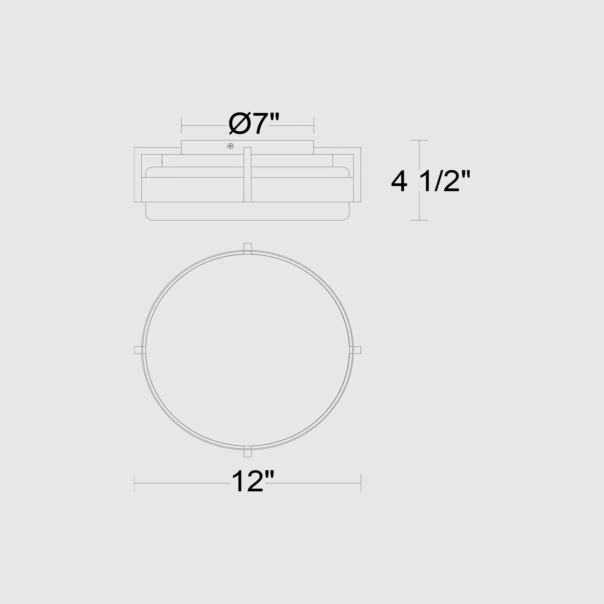 Alteck Ted 12-Inch Black LED Outdoor Flush Mount Light - AFM0085-5CCT-W-BK - Line Drawing