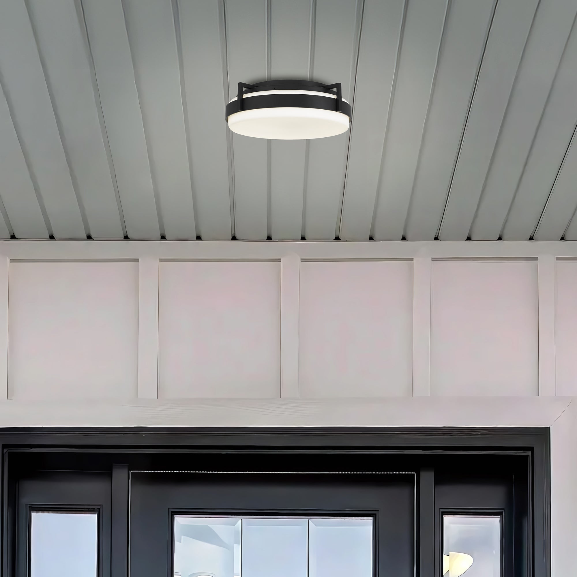 Alteck Ted 15-Inch Sand black LED Outdoor Flush Mount Light - AFM0086-5CCT-W-BK - Application Interior Image