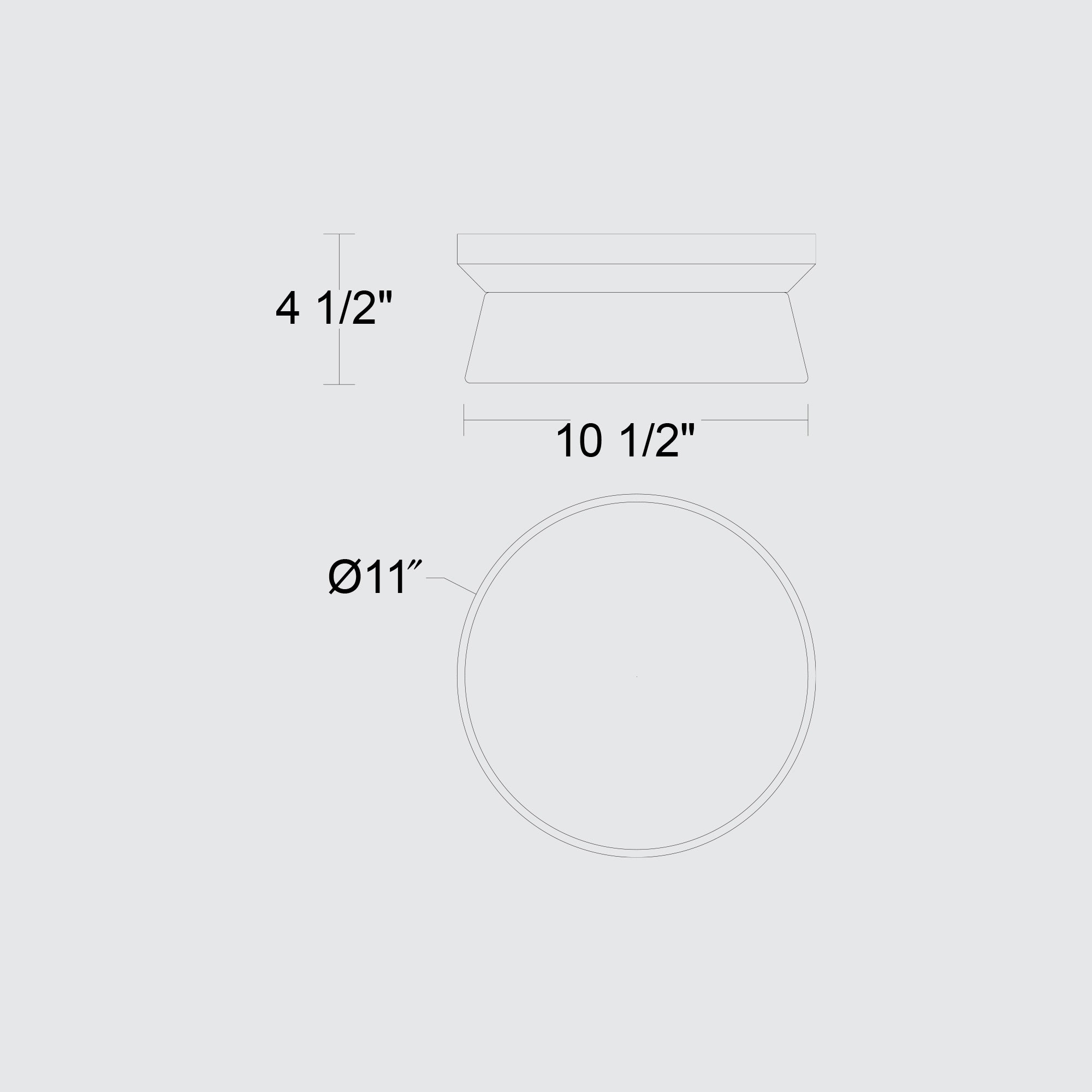 Alteck Skirt 11-Inch Black 3-CCT LED Outdoor Flush Mount Light - AFM0148-3CCT-W-BK - Line Drawing