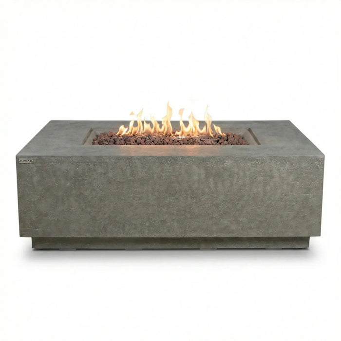Rectangle outdoor fire pit table in light gray concrete