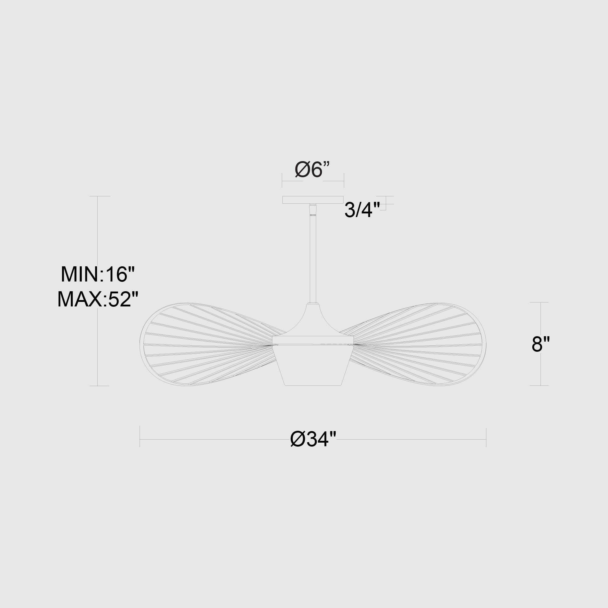 Alteck New Wave 34-Inch Black LED Outdoor Pendant Light - AP0070-5CCT-W-BK - Line Drawing
