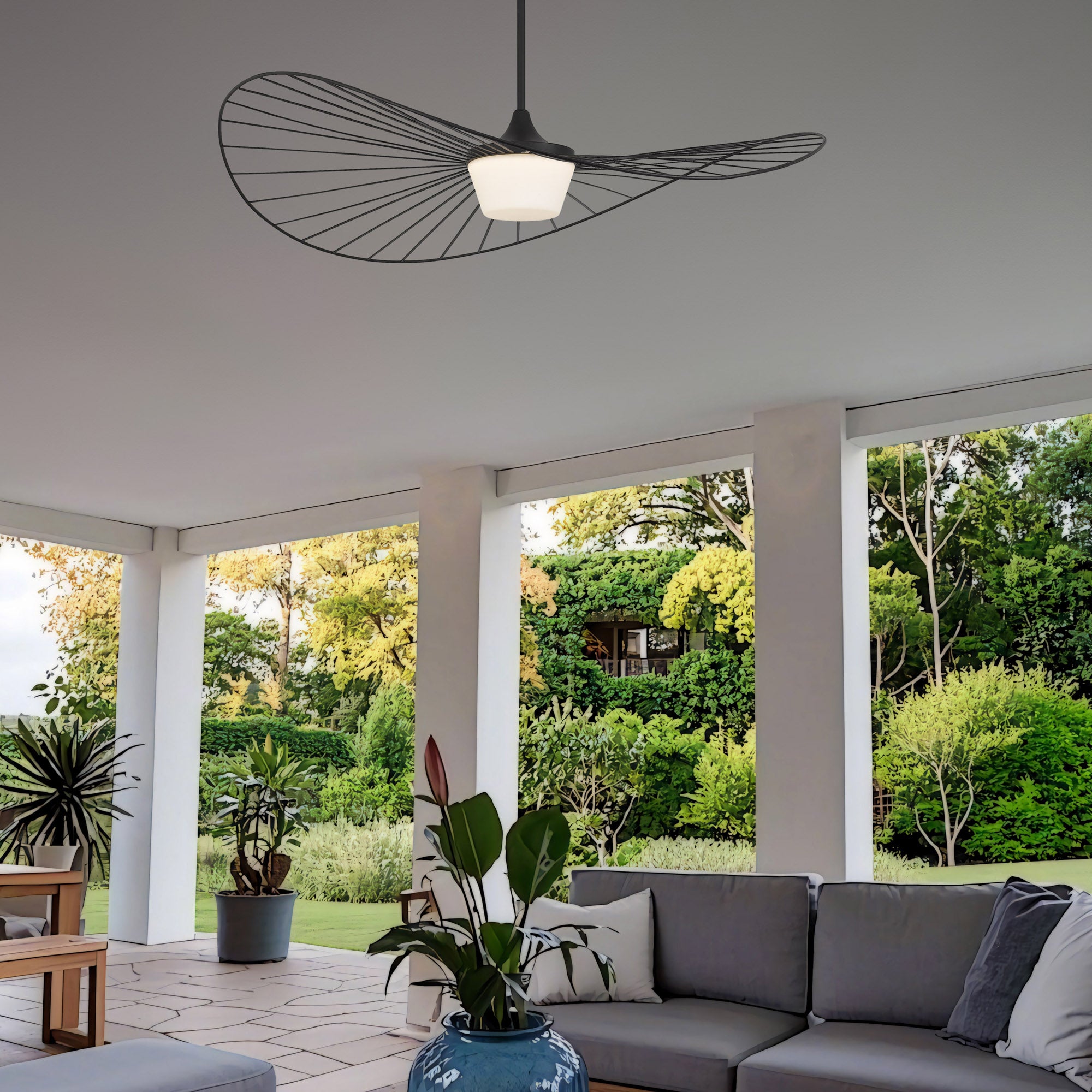 Alteck New Wave 44-Inch Black LED Outdoor Pendant Light - AP0071-5CCT-W-BK - Application Exterior Image
