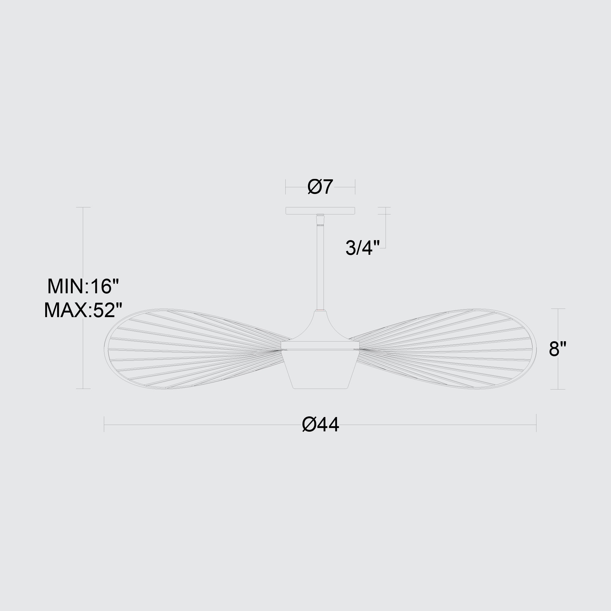 Alteck New Wave 44-Inch Black LED Outdoor Pendant Light - AP0071-5CCT-W-BK - Line Drawing