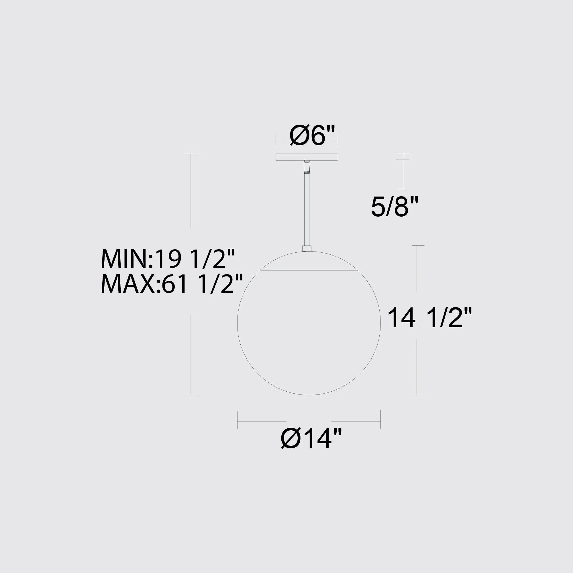 Alteck Rondure 14-Inch Black LED Outdoor Pendant Light - AP0073-5CCT-W-BK - Line Drawing