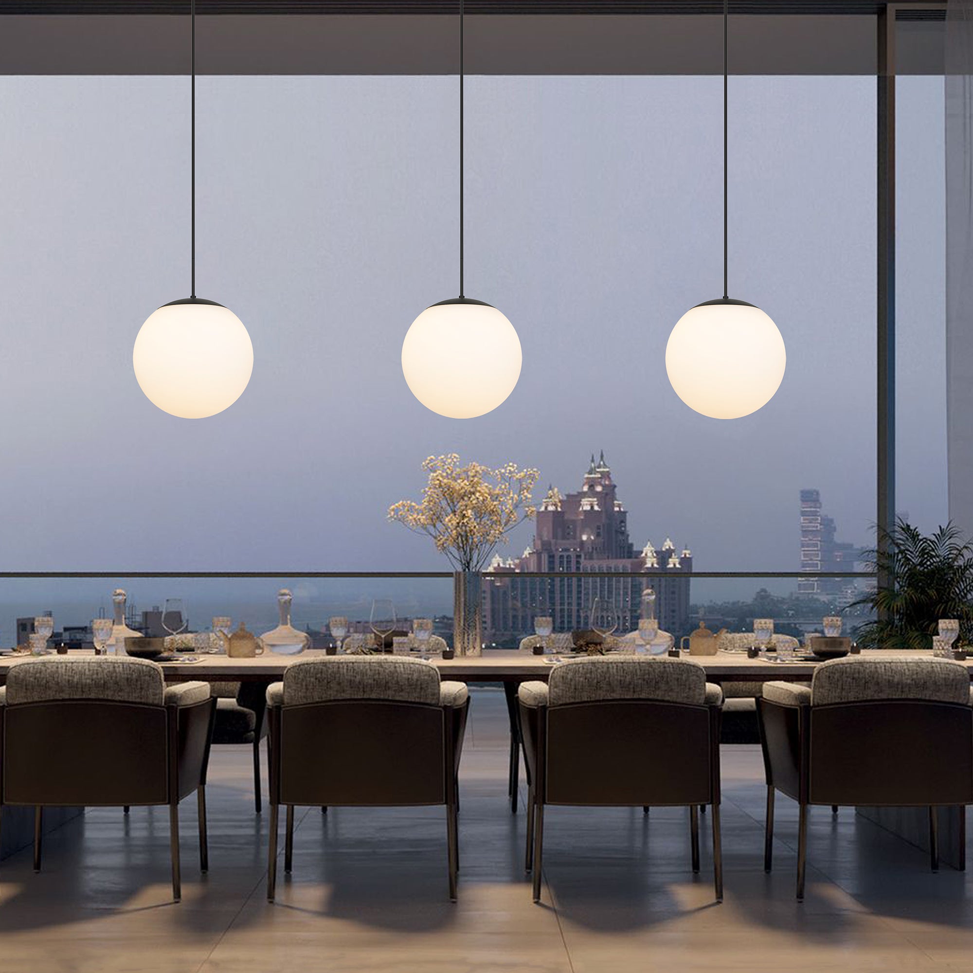 Alteck Rondure 18-Inch Black LED Outdoor Pendant Light - AP0074-5CCT-W-BK - Application Interior Image
