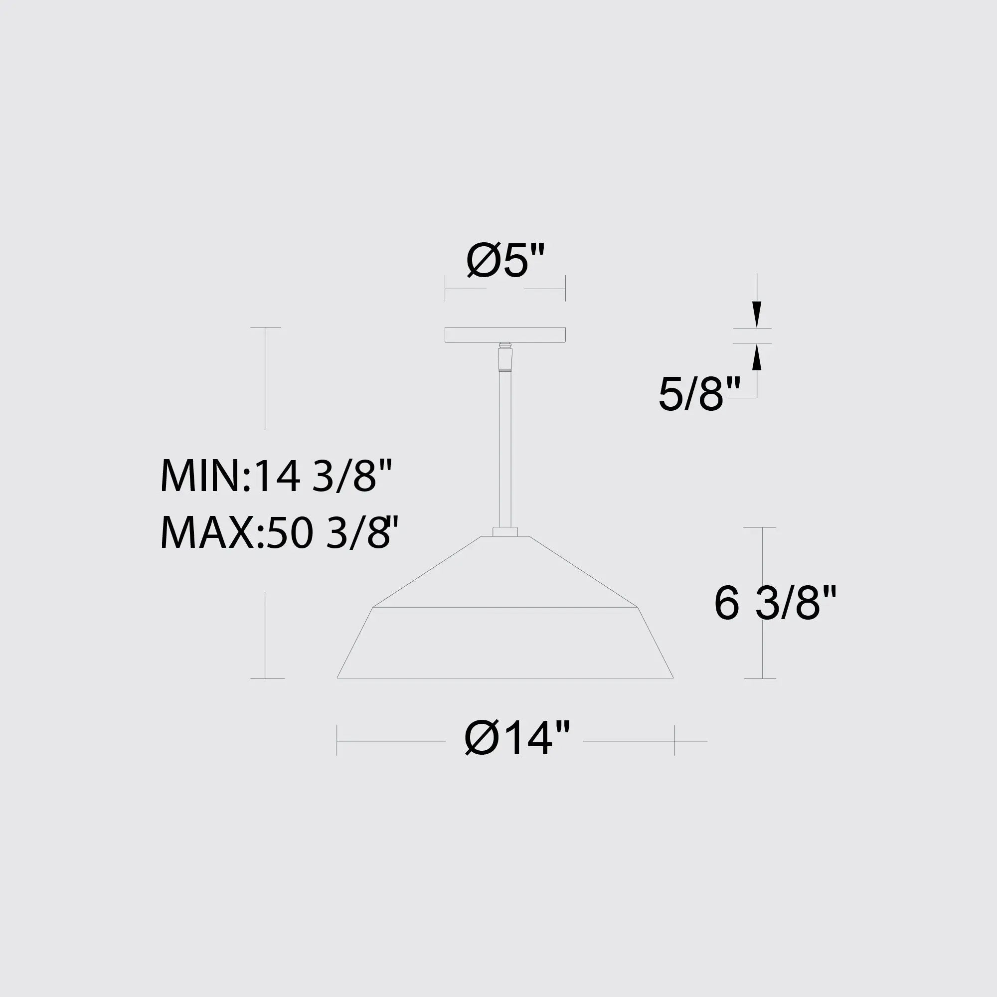 Alteck Nin 14-Inch Black LED Outdoor Pendant Light - AP0075-5CCT-W-BK - Line Drawing