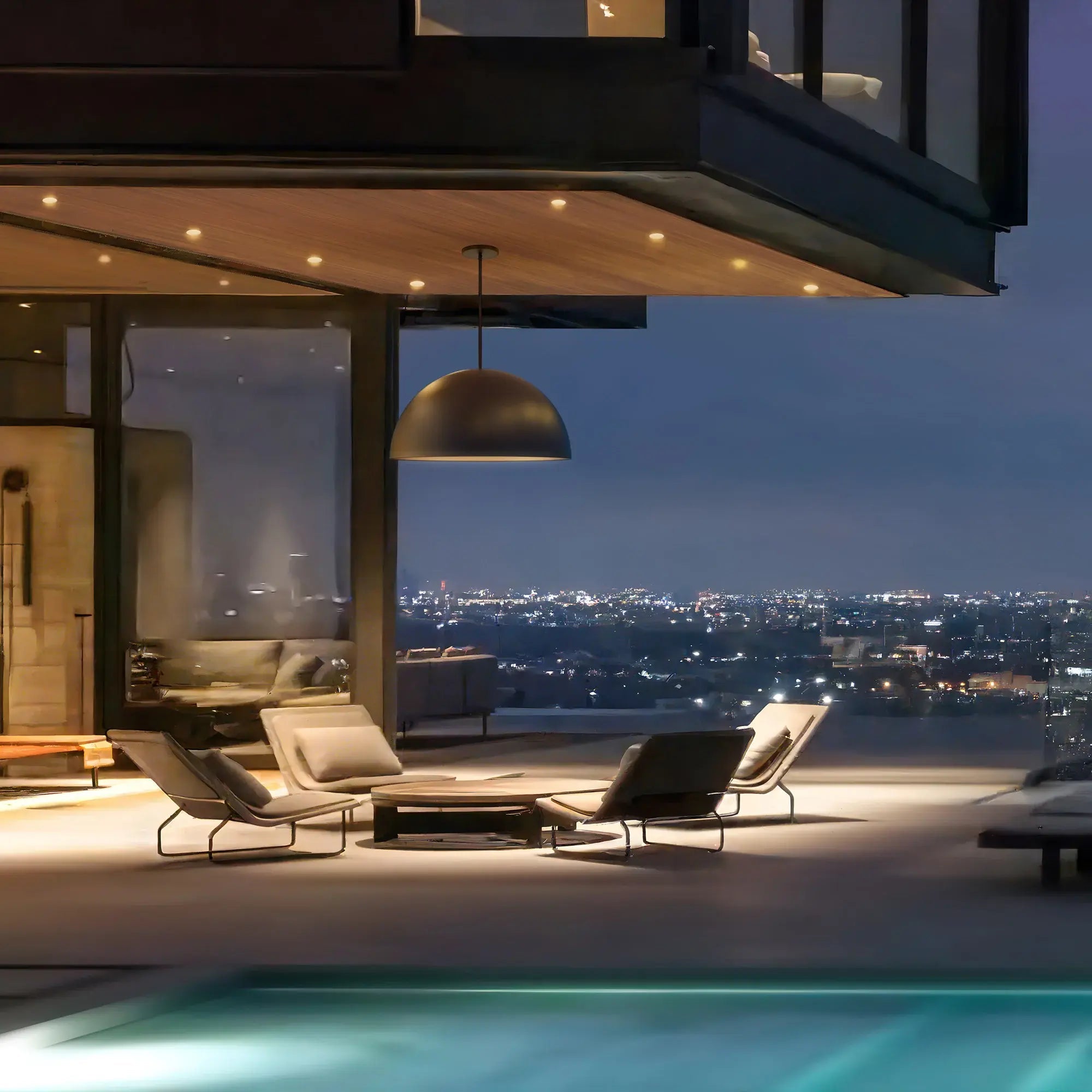 Alteck Half Round 31.5-Inch Black 5-CCT LED Outdoor Pendant Light - Wet Rated - AP0084-5CCT-W-BK Alteck