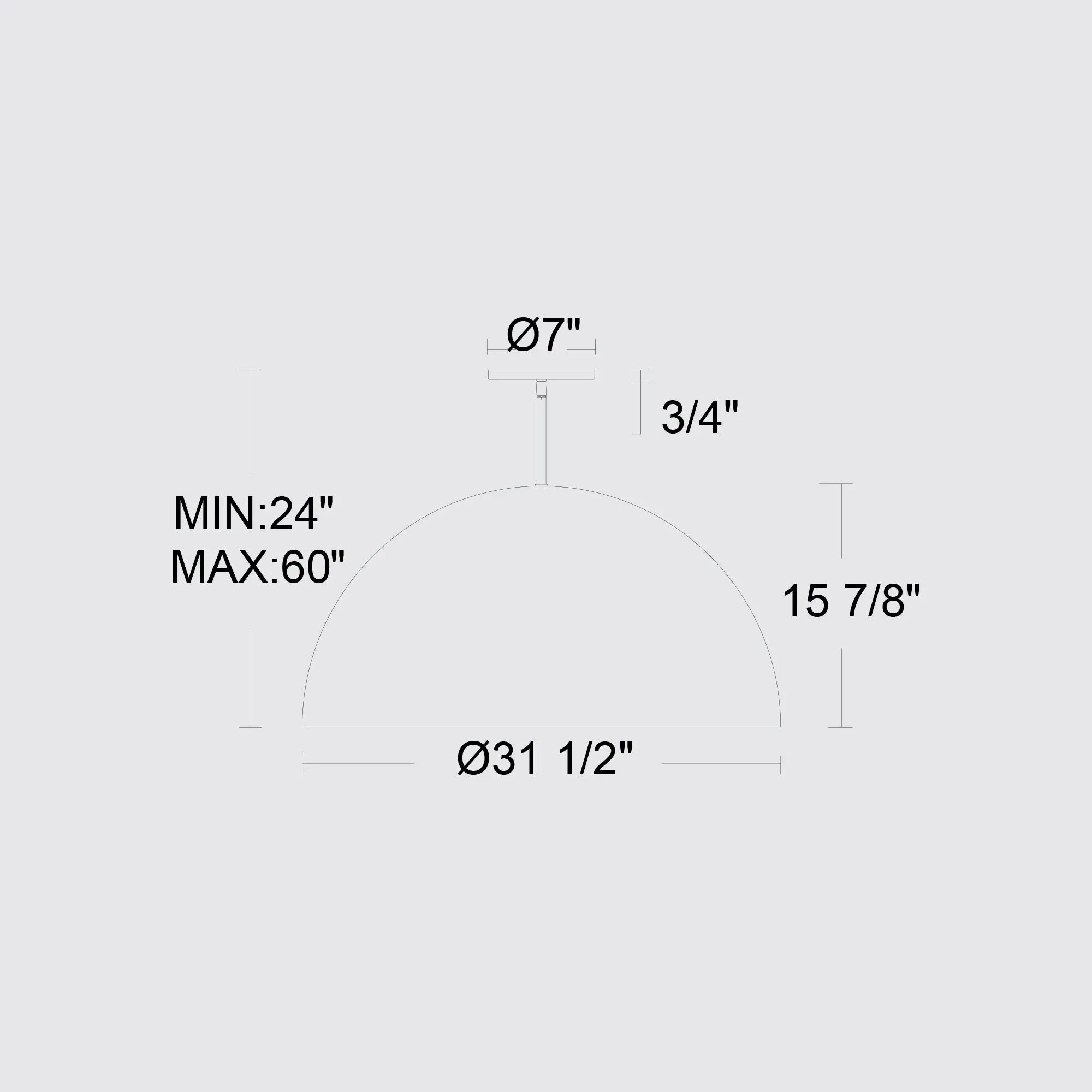 Alteck Half Round 31.5-Inch Black LED Outdoor Pendant Light - AP0084-5CCT-W-BK - Line Drawing