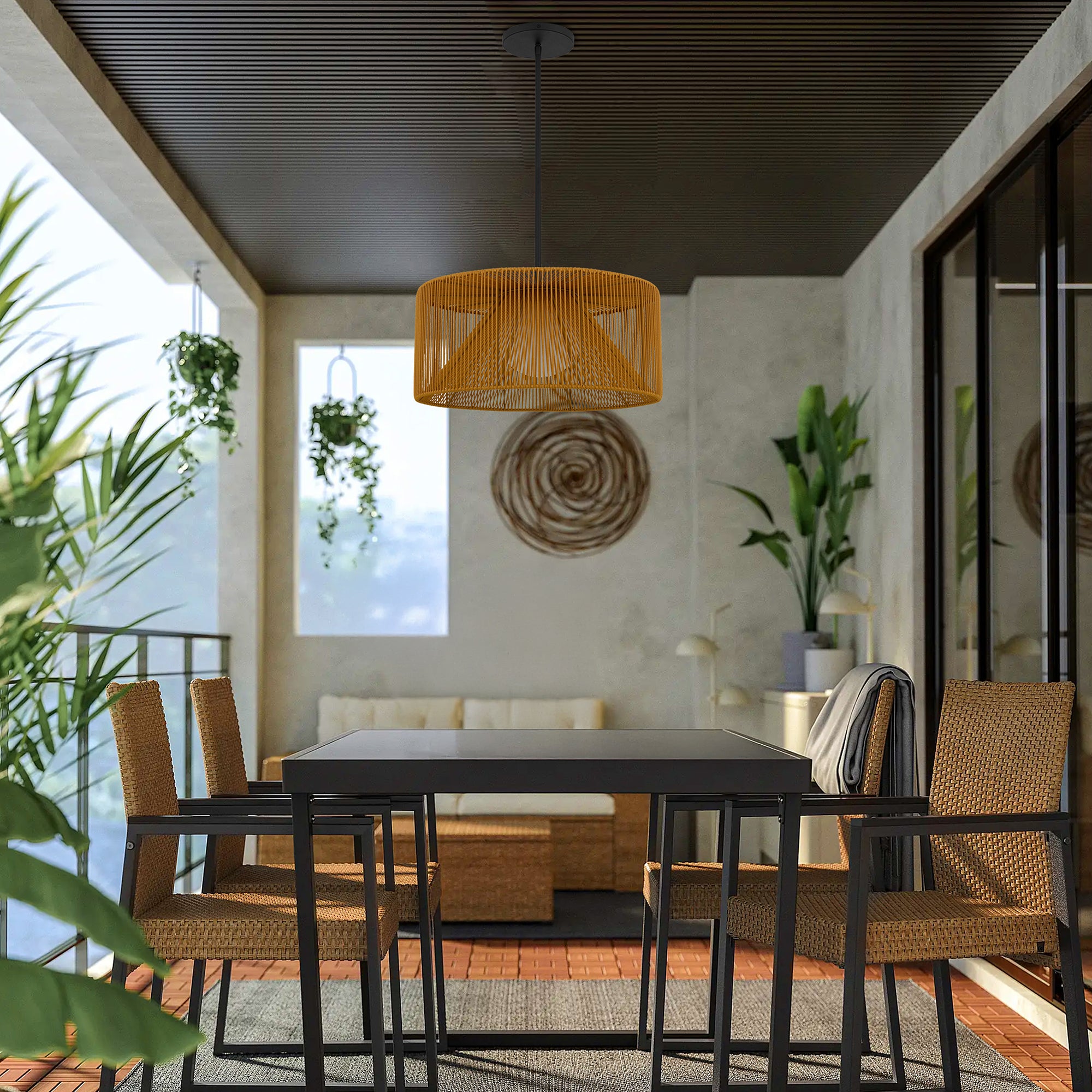 Alteck Key West 22-Inch Black LED Outdoor Pendant Light - AP0149-5CCT-W-BK - Application Exterior Image