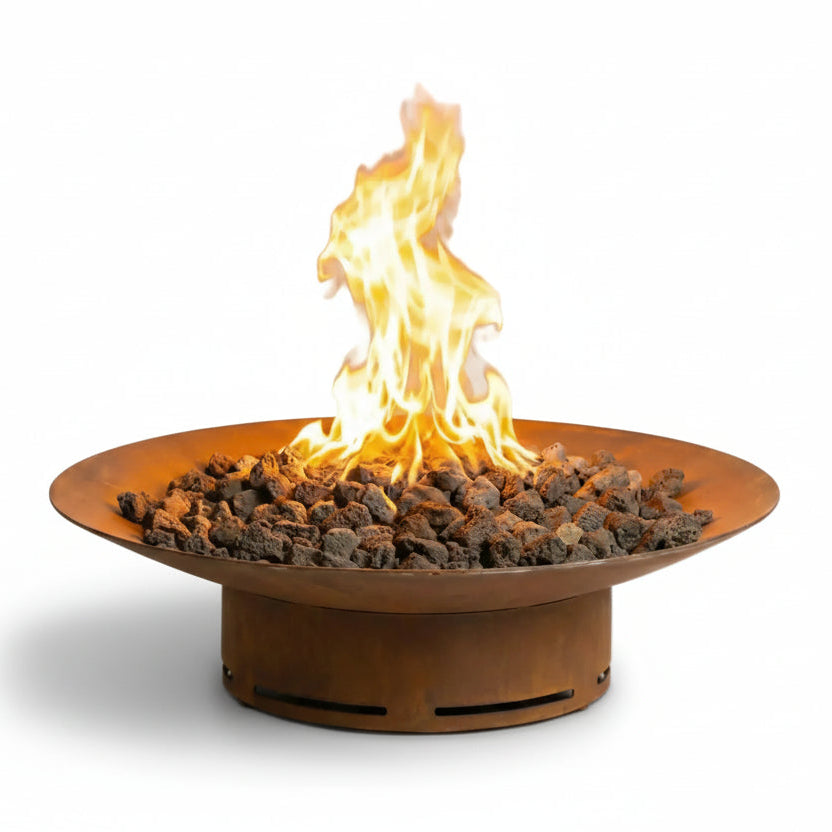 Asia 36″ Round Gas Fire Pit – Carbon Steel by Fire Pit Art
