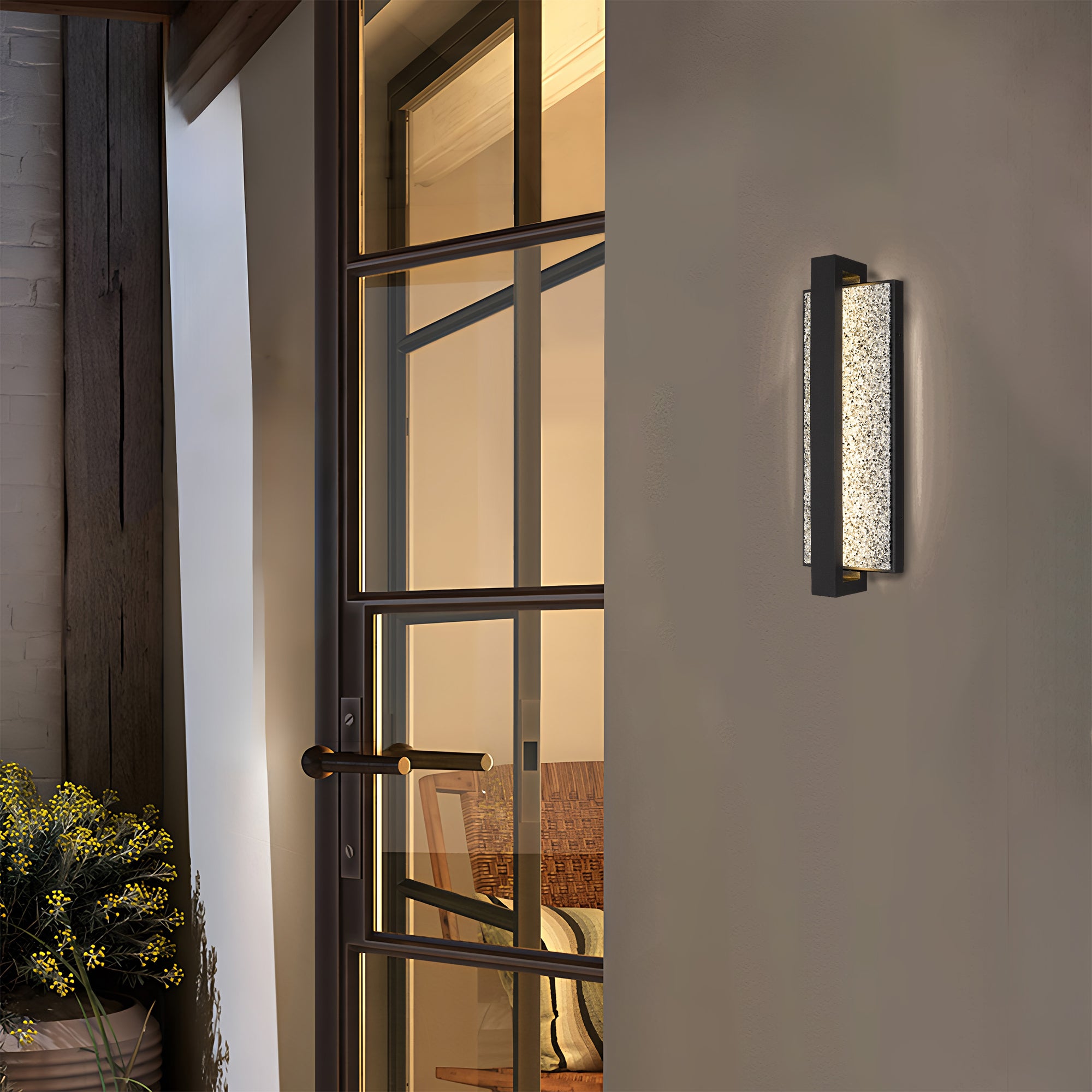Alteck Seafoam 19-Inch Black 3-CCT LED Outdoor Wall Light - AW0005-3CCT-W-BK - Application Exterior Image