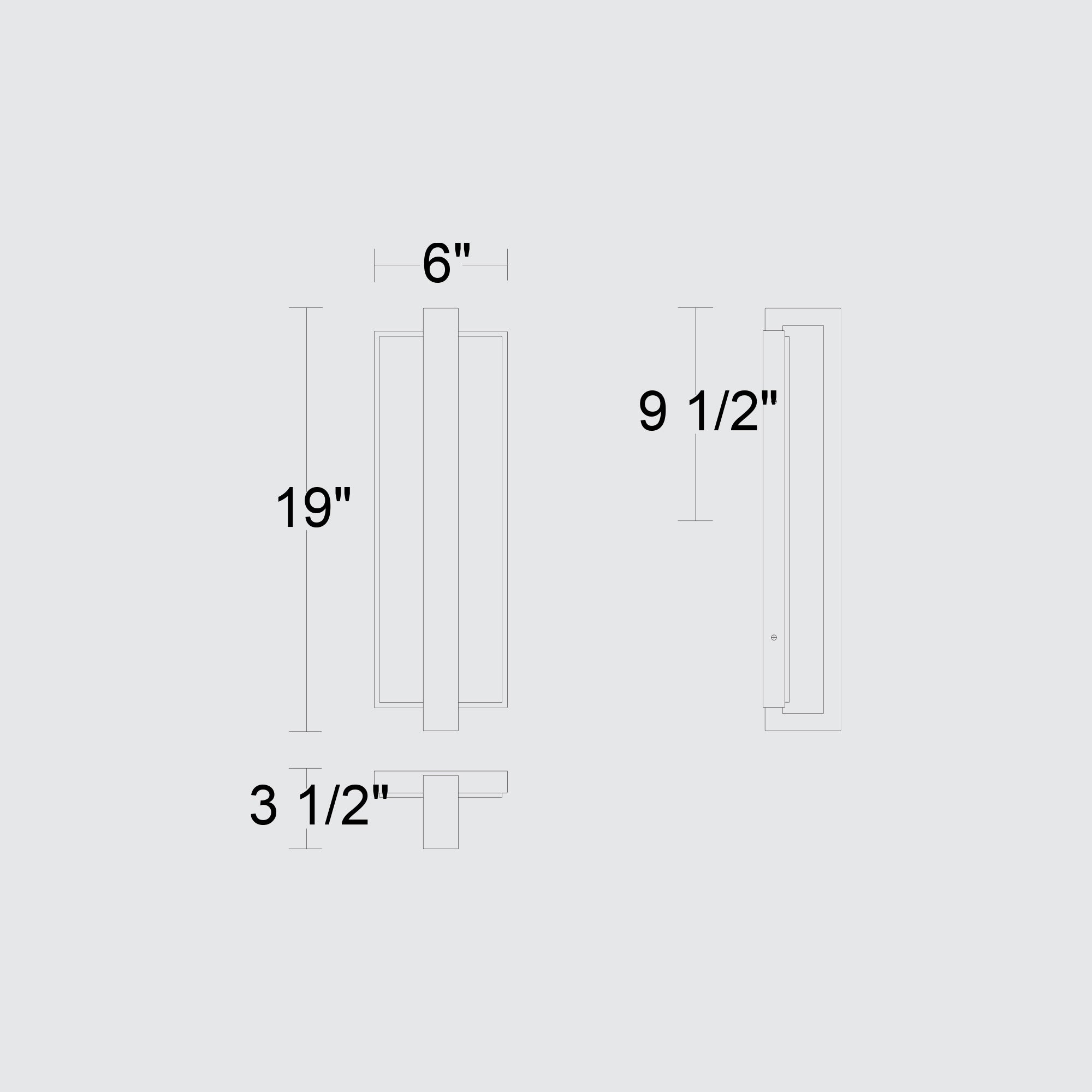 Alteck Seafoam 19-Inch Black 3-CCT LED Outdoor Wall Light - AW0005-3CCT-W-BK - Line Drawing