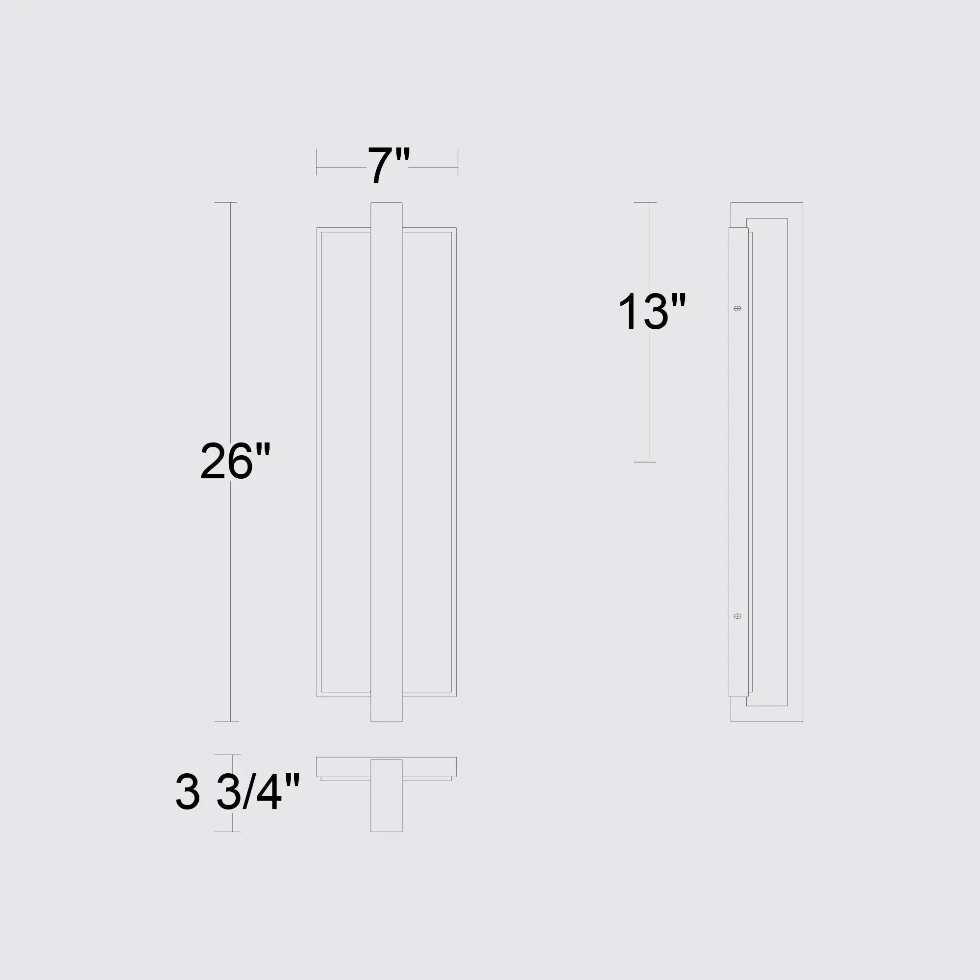 Alteck Seafoam 26-Inch Black 3-CCT LED Outdoor Wall Light - AW0006-3CCT-W-BK - Line Drawing