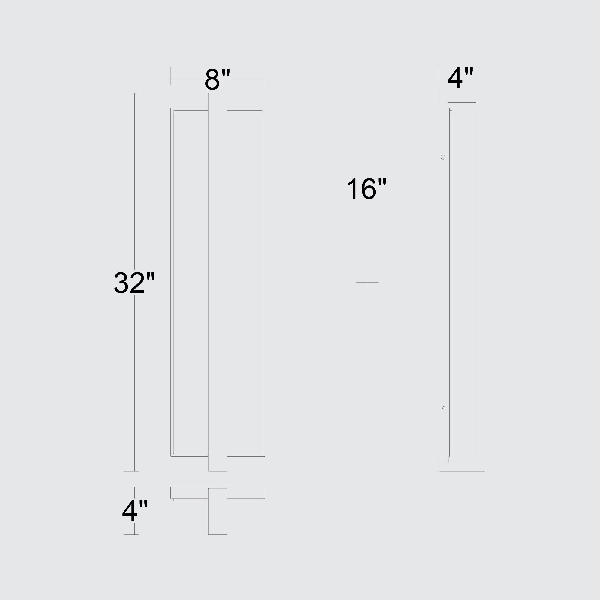 Alteck Seafoam 32-Inch Black 3-CCT LED Outdoor Wall Light - AW0007-3CCT-W-BK - Line Drawing