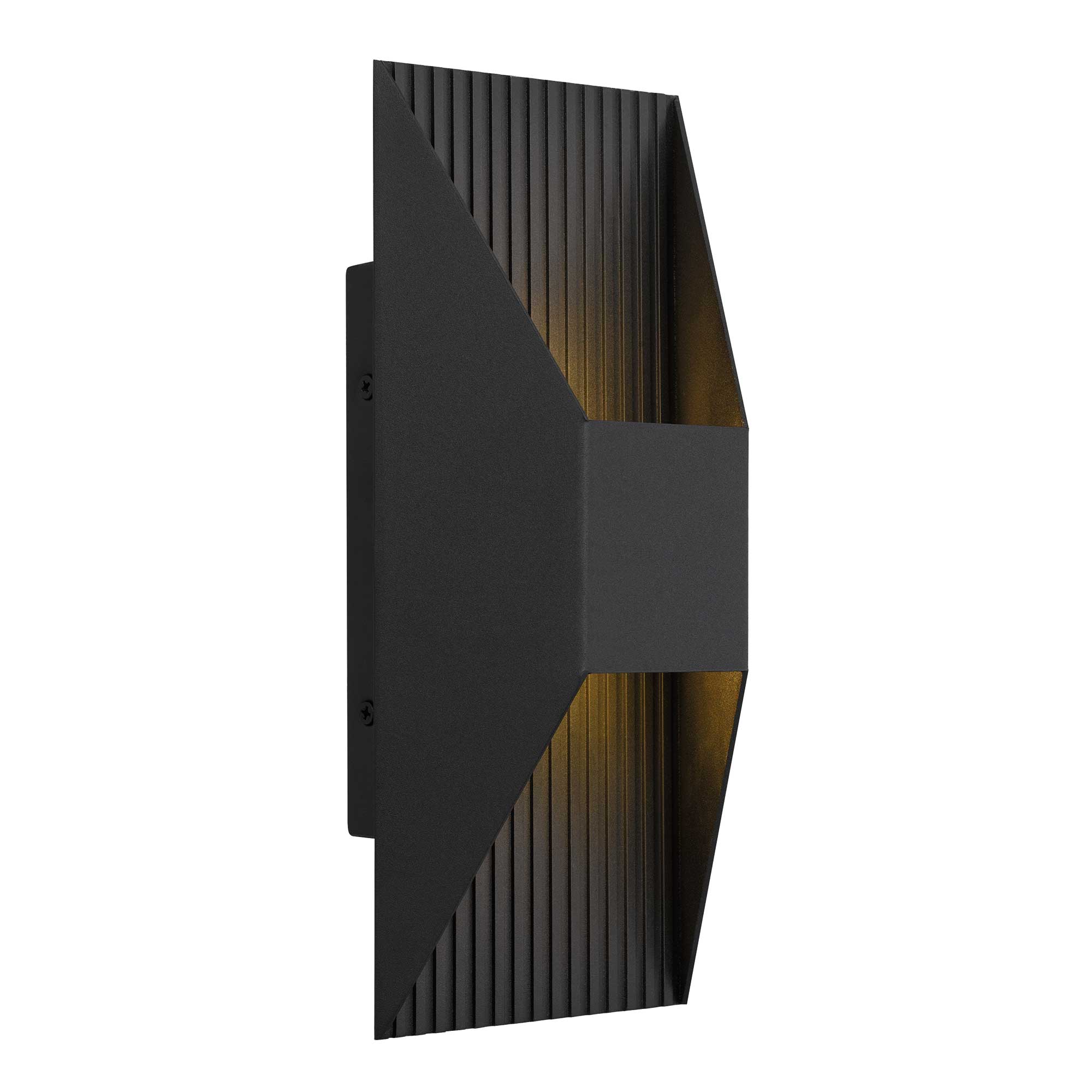 Alteck Ribbed 12-Inch Black 3-CCT LED Outdoor Wall Light - AW0009-3CCT-W-BK